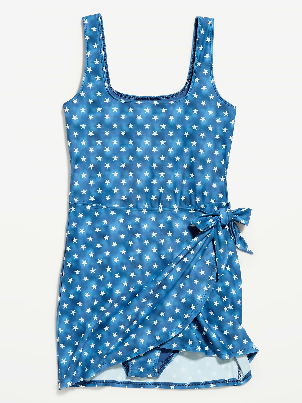 Pique Side-Tie Swim Dress - Stars