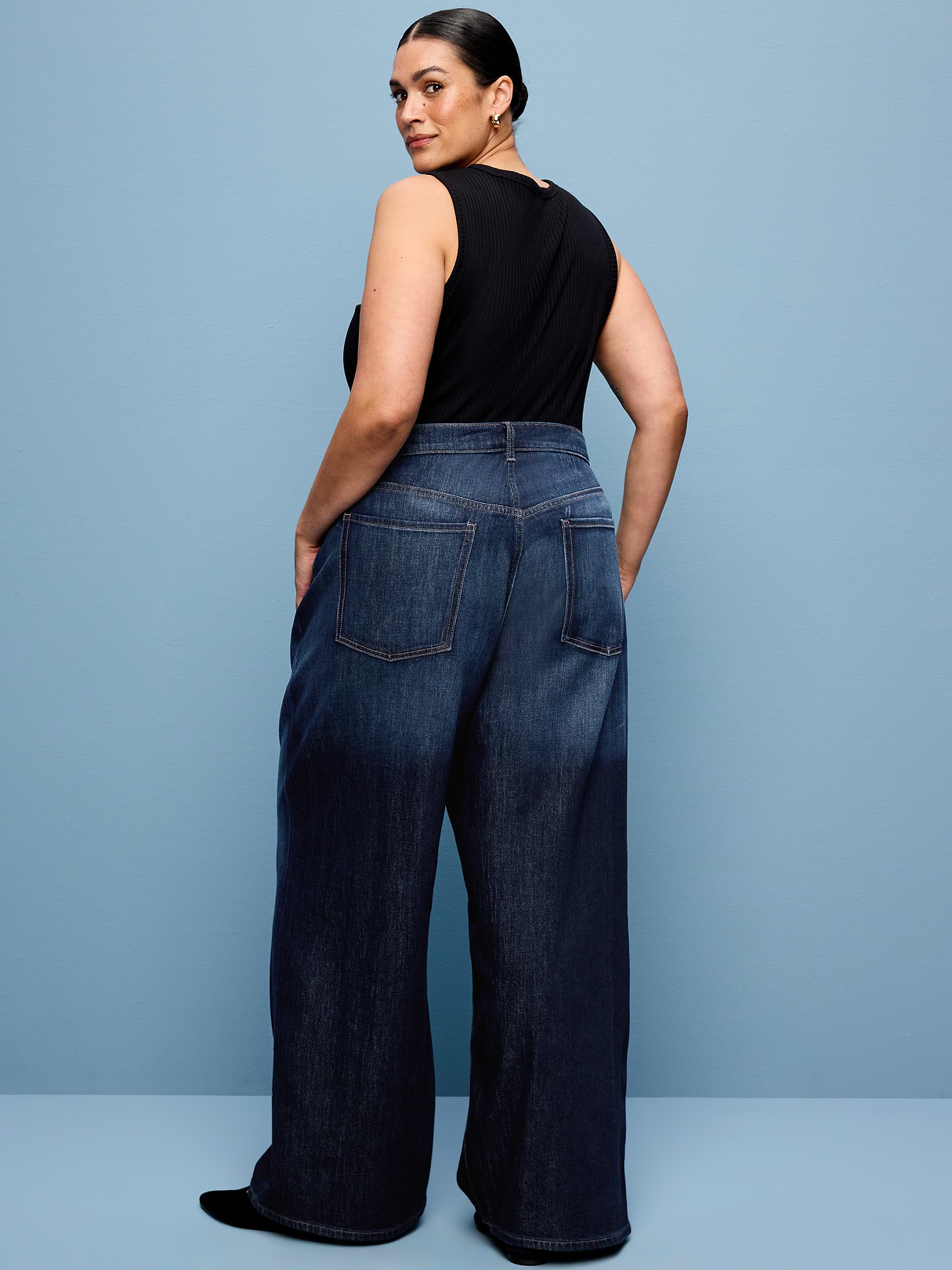 High-Waisted Baggy Wide-Leg Stretch Jeans - Aubrieta