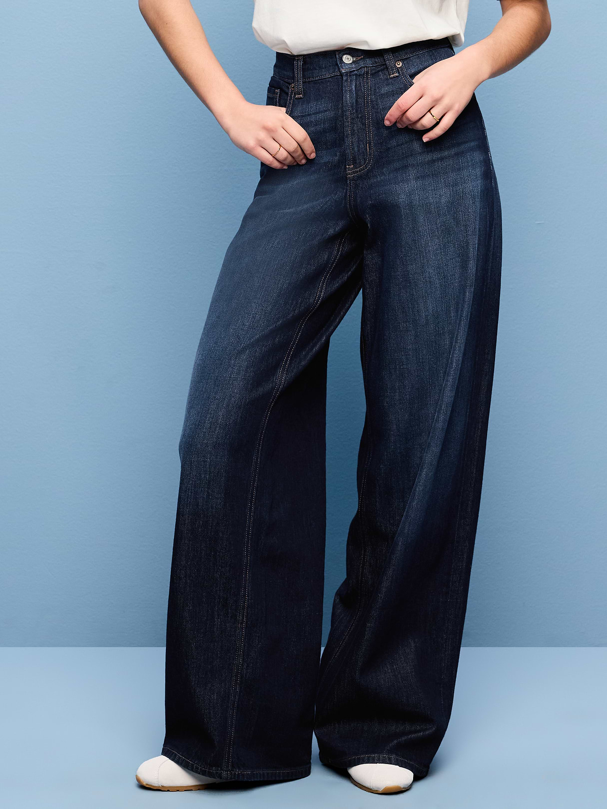 High-Waisted Baggy Wide-Leg Stretch Jeans - Aubrieta