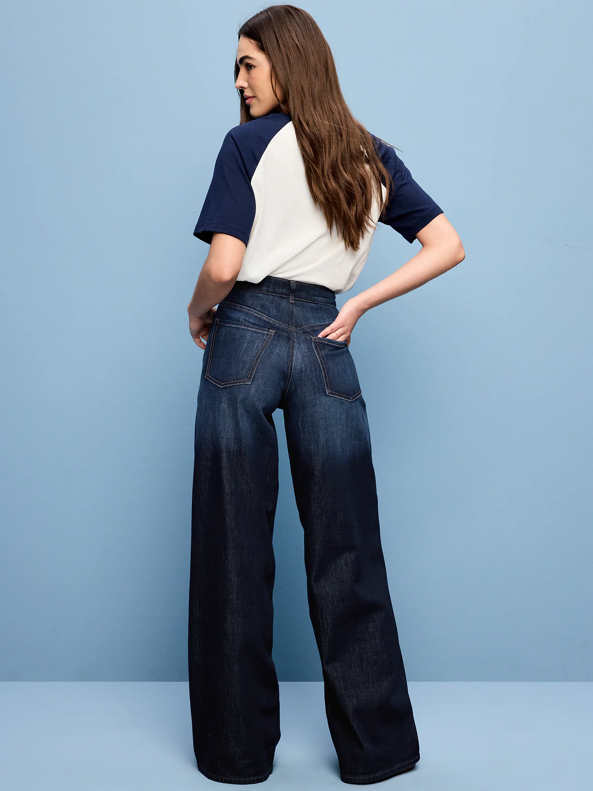 High-Waisted Baggy Wide-Leg Stretch Jeans - Aubrieta