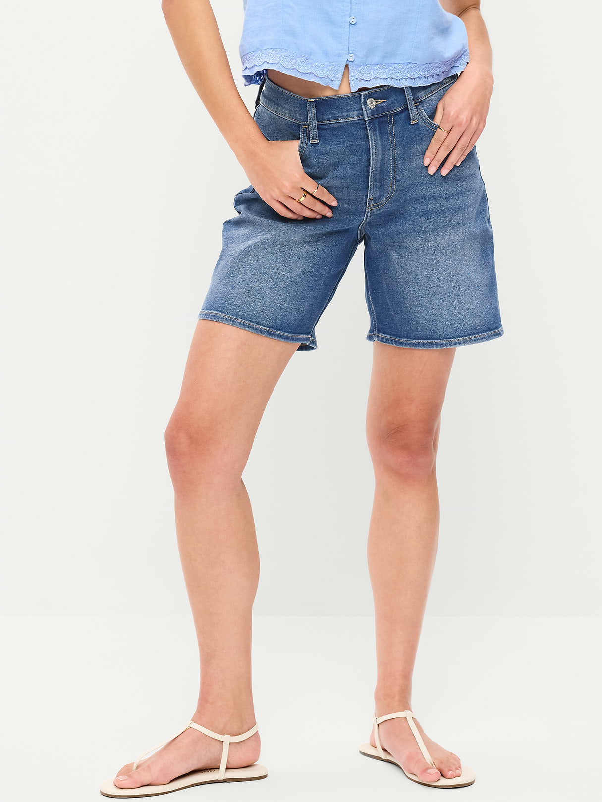 High-Waisted Wow Jean Shorts -- 7-inch inseam - New Moon