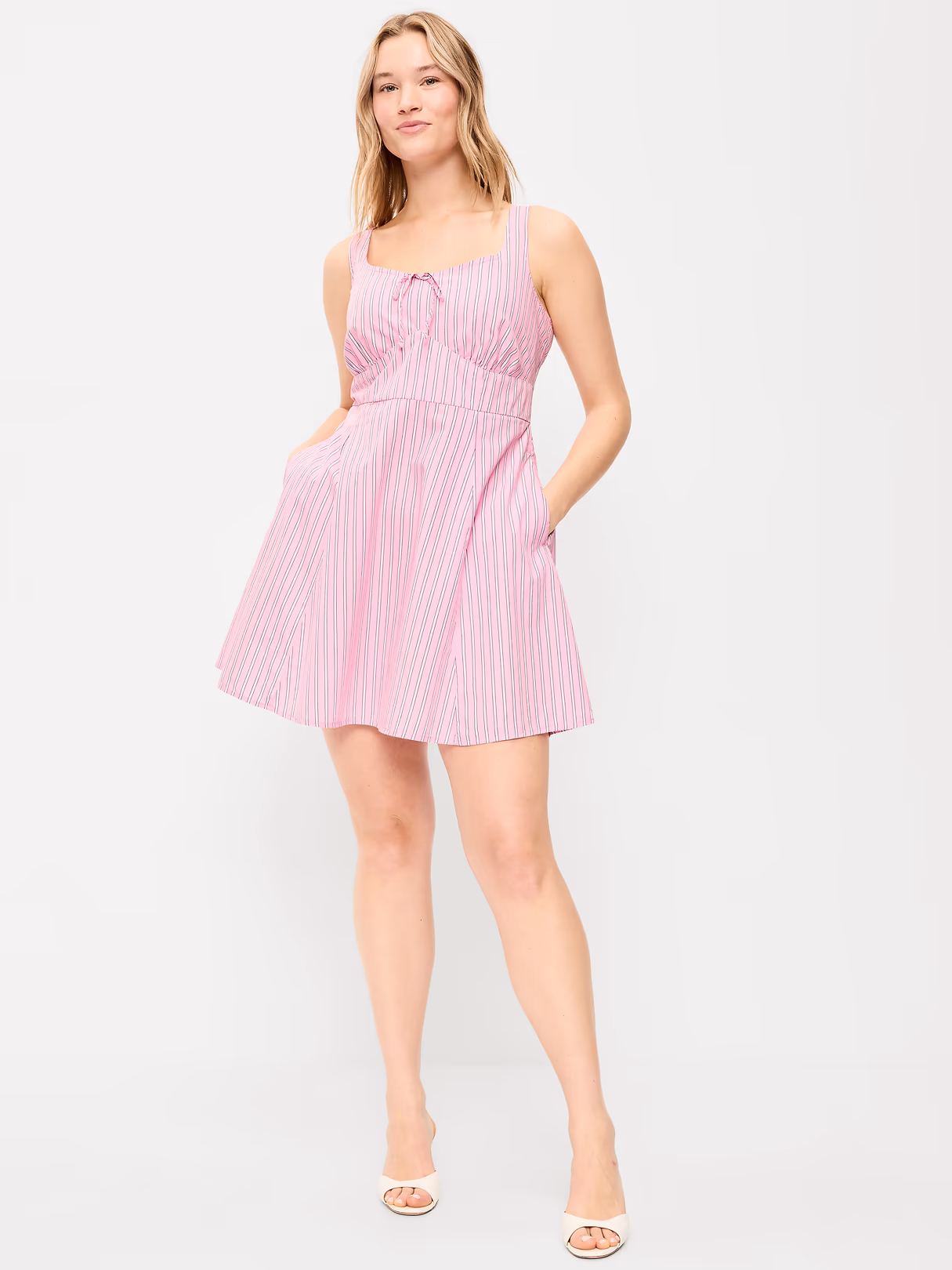 Fit & Flare Cami Mini Dress - Pink Stripe