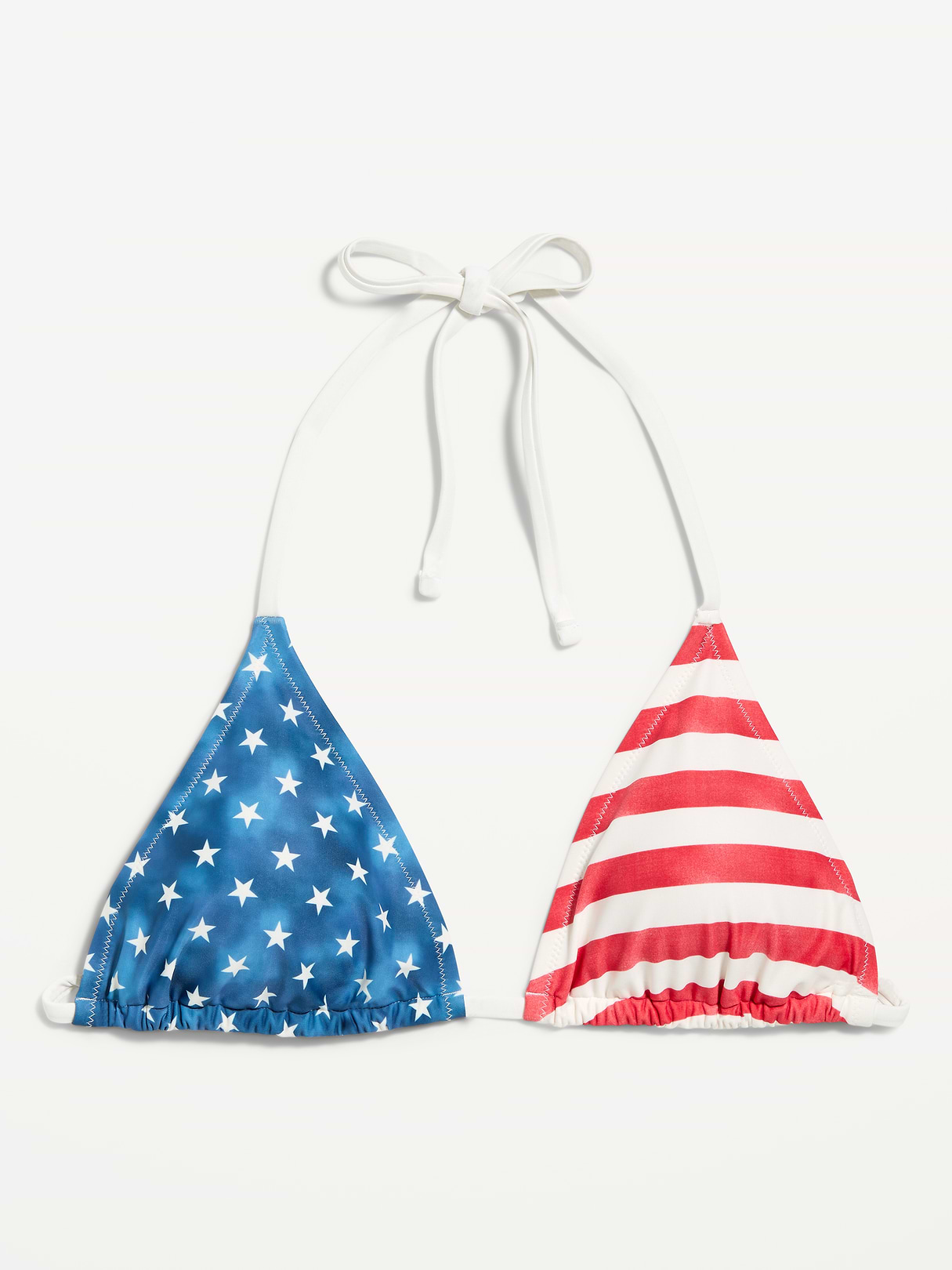 Pique Triangle String Bikini Swim Top - Stars