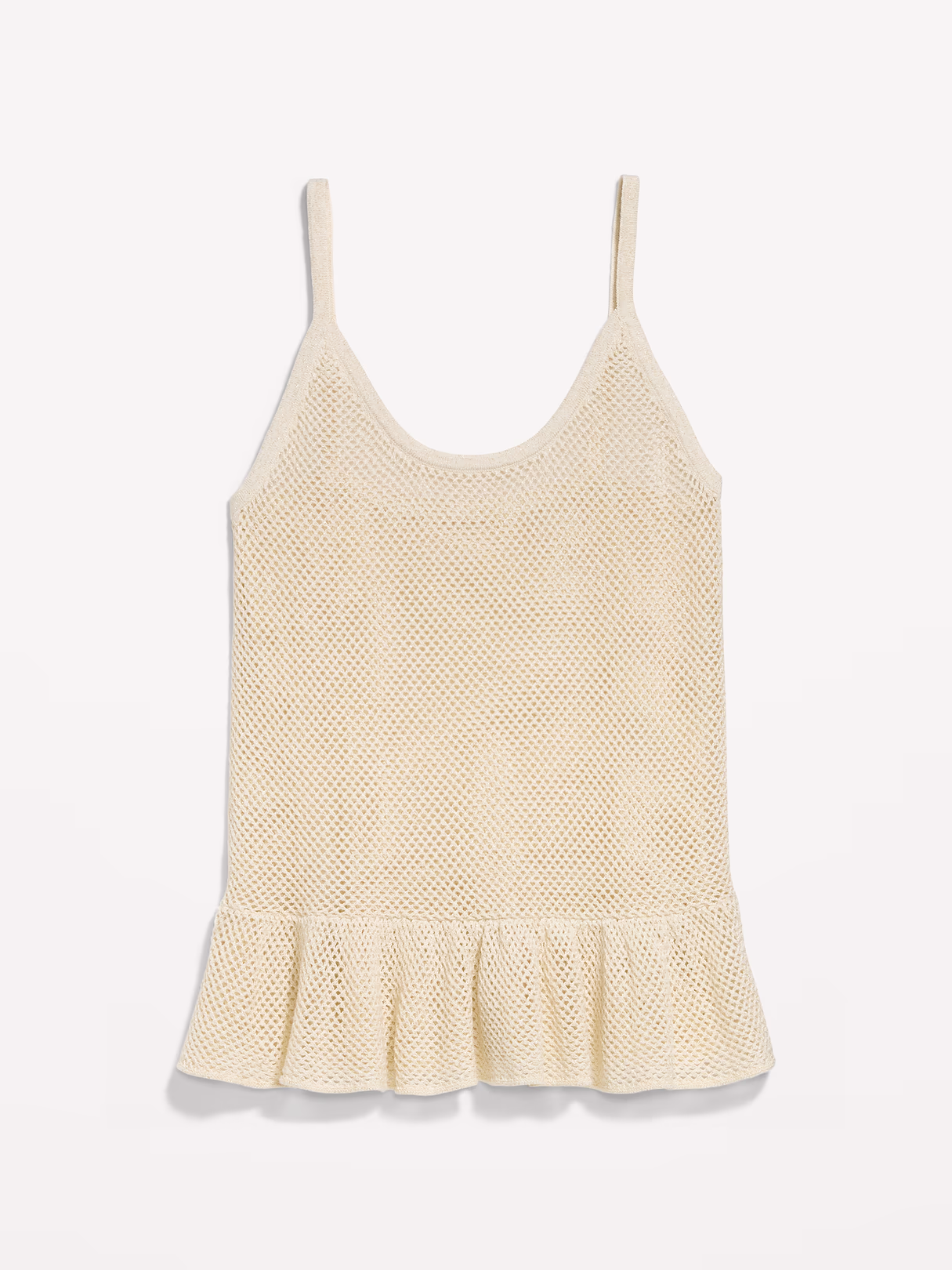 Metallic Peplum Tank Top - Sea Salt
