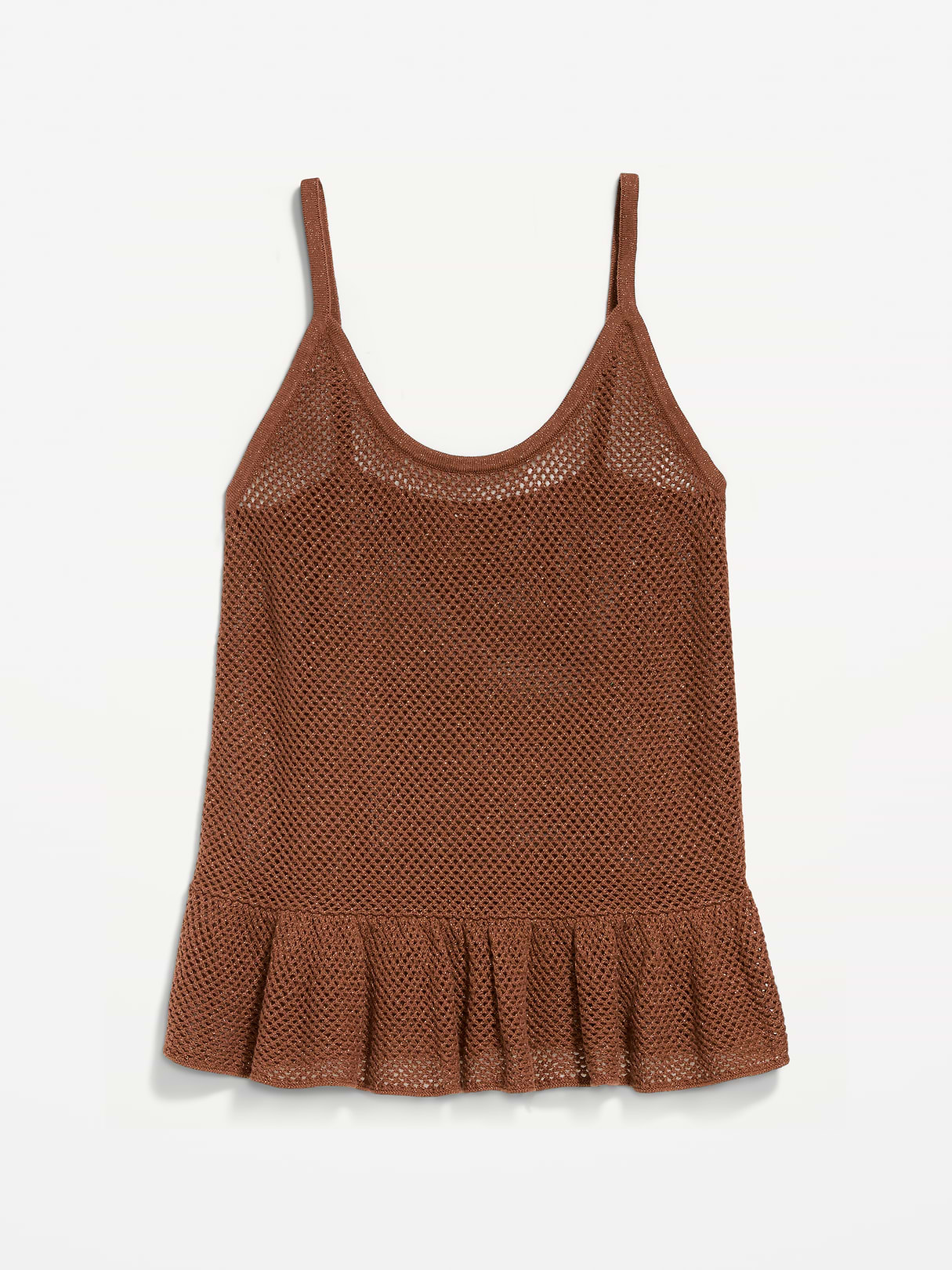 Metallic Peplum Tank Top - Coco de mer