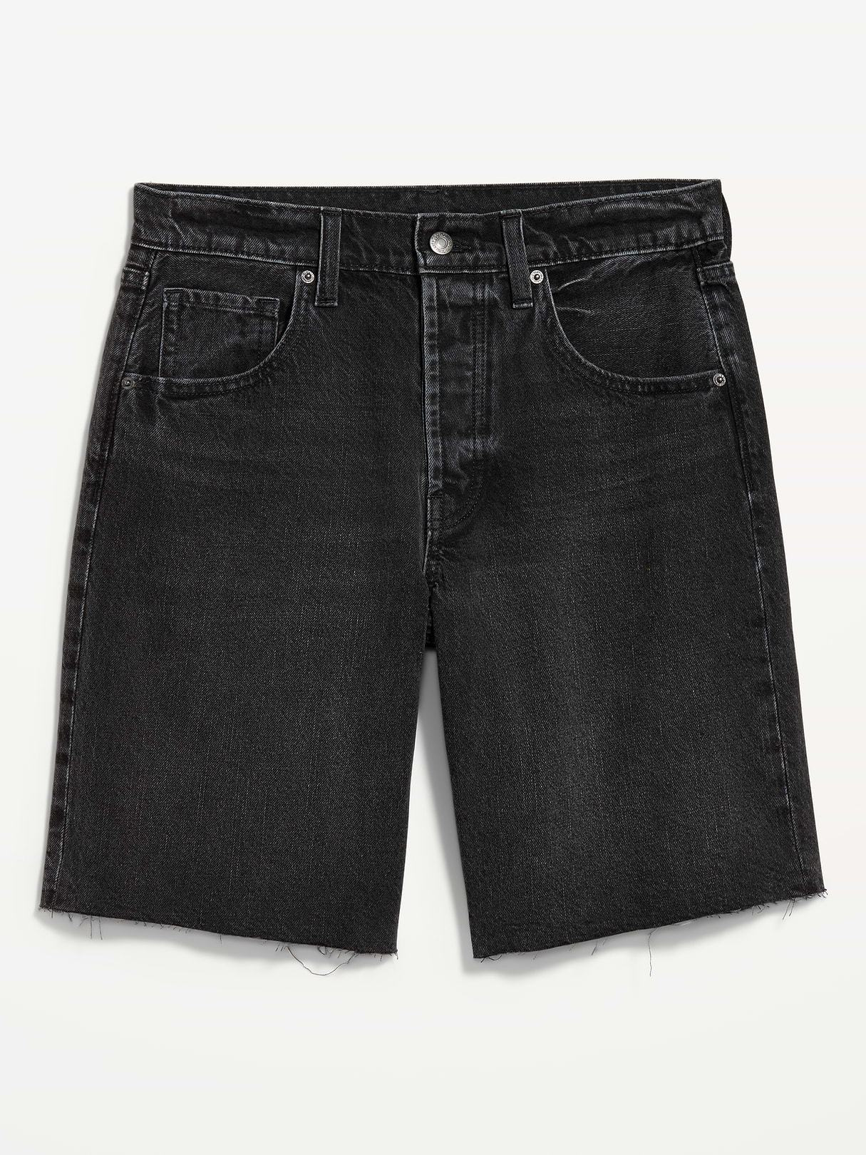 Mid-Rise Baggy Jean Cut-Off Shorts -- 9-inch inseam - Washed Black