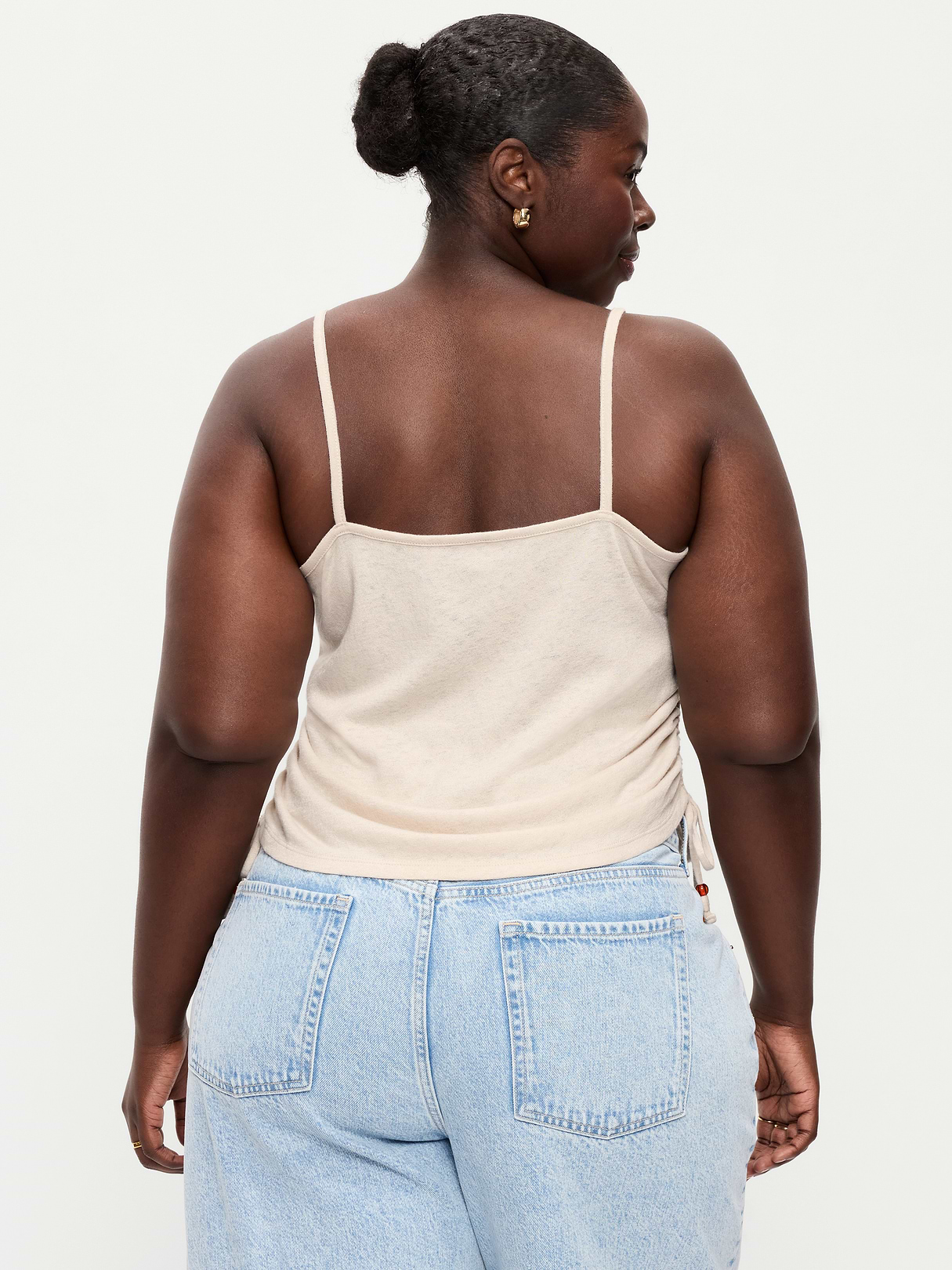 Shirred Side Cami Tank Top - Wish Bone