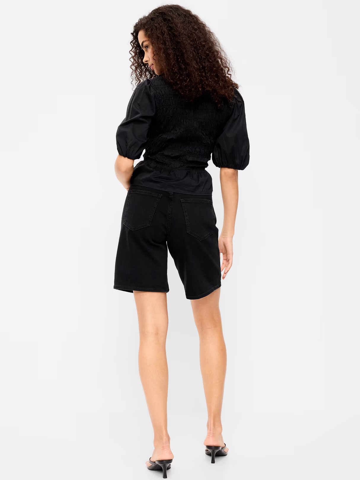 High-Waisted Wow Bermuda Jean Shorts -- 9-inch inseam - Black Jack