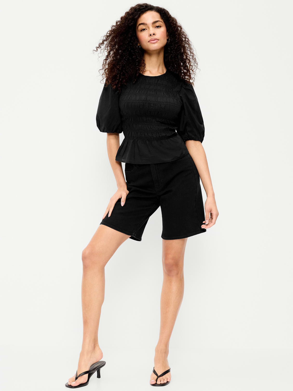 High-Waisted Wow Bermuda Jean Shorts -- 9-inch inseam - Black Jack