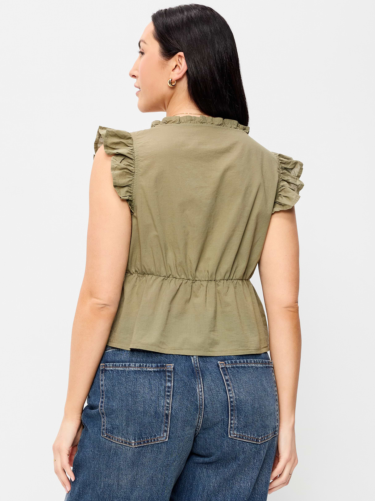 Flutter-Sleeve Embroidered Top - Bare Ground