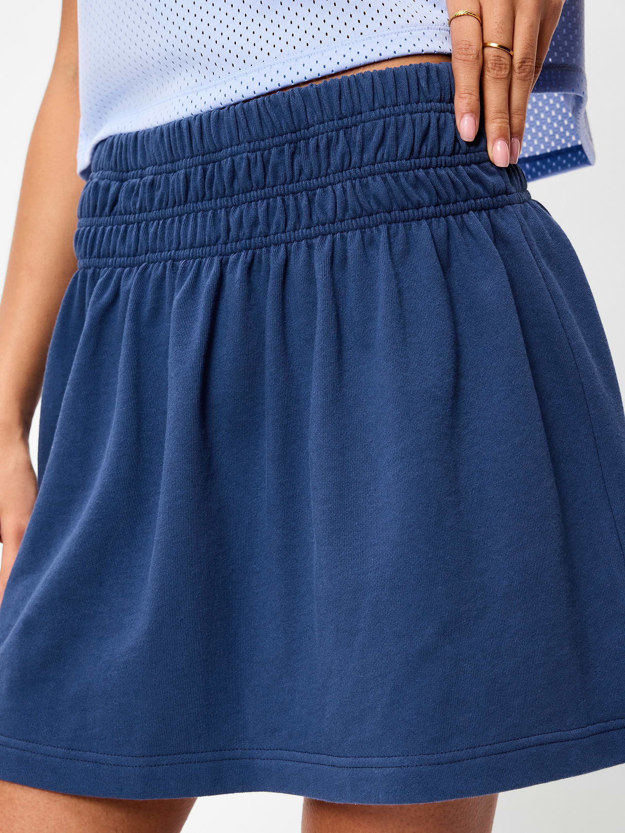 SoSoft Terry Smocked-Waist Mini Skirt - Pacific Blue