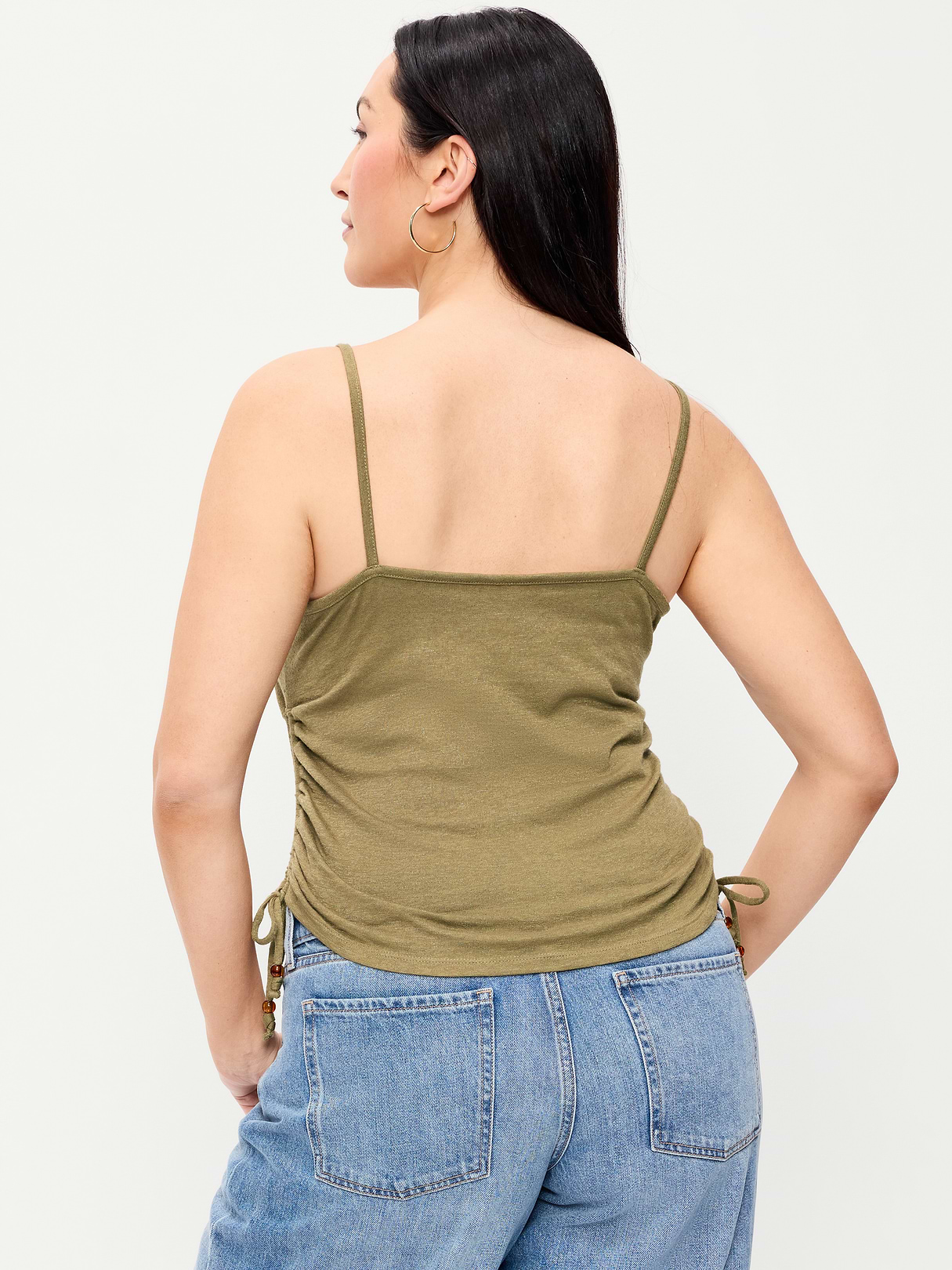 Shirred Side Cami Tank Top - Kombu