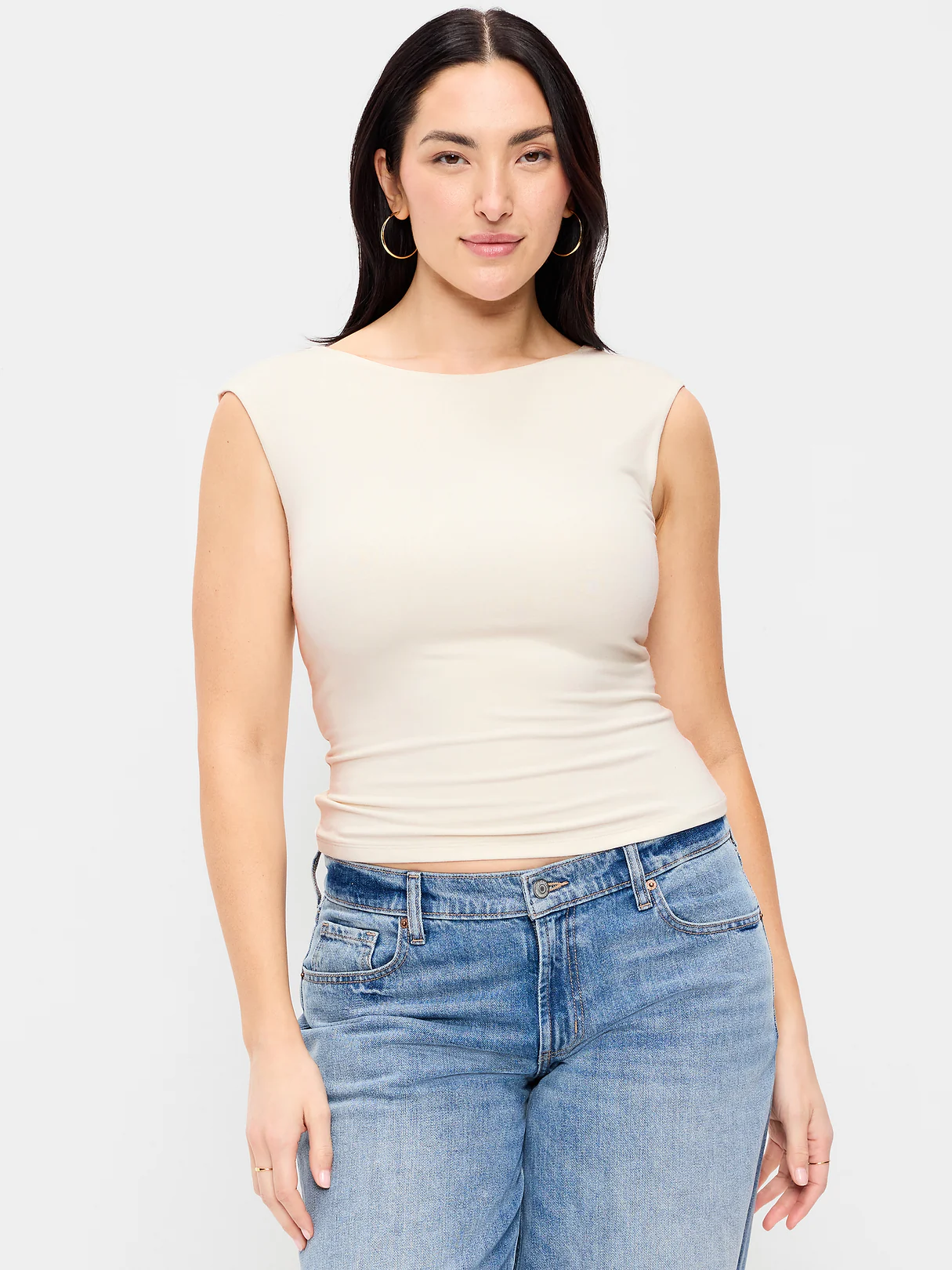 Cap-Sleeve Tie-Back Top - Sea Salt
