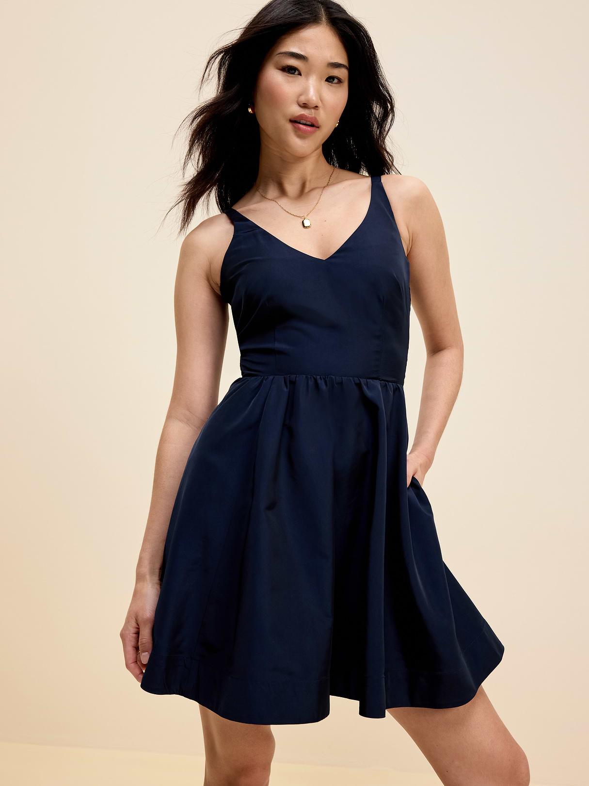 The Occasion by Old Navy Fit & Flare Taffeta Mini Dress - In the Navy