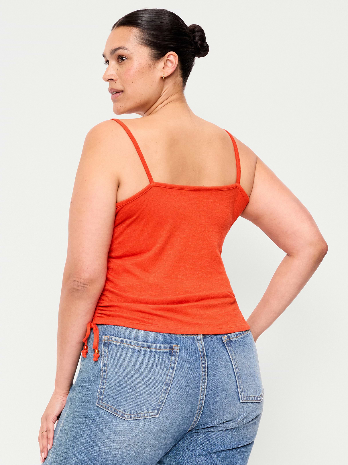 Shirred Side Cami Tank Top - Ornament Orange
