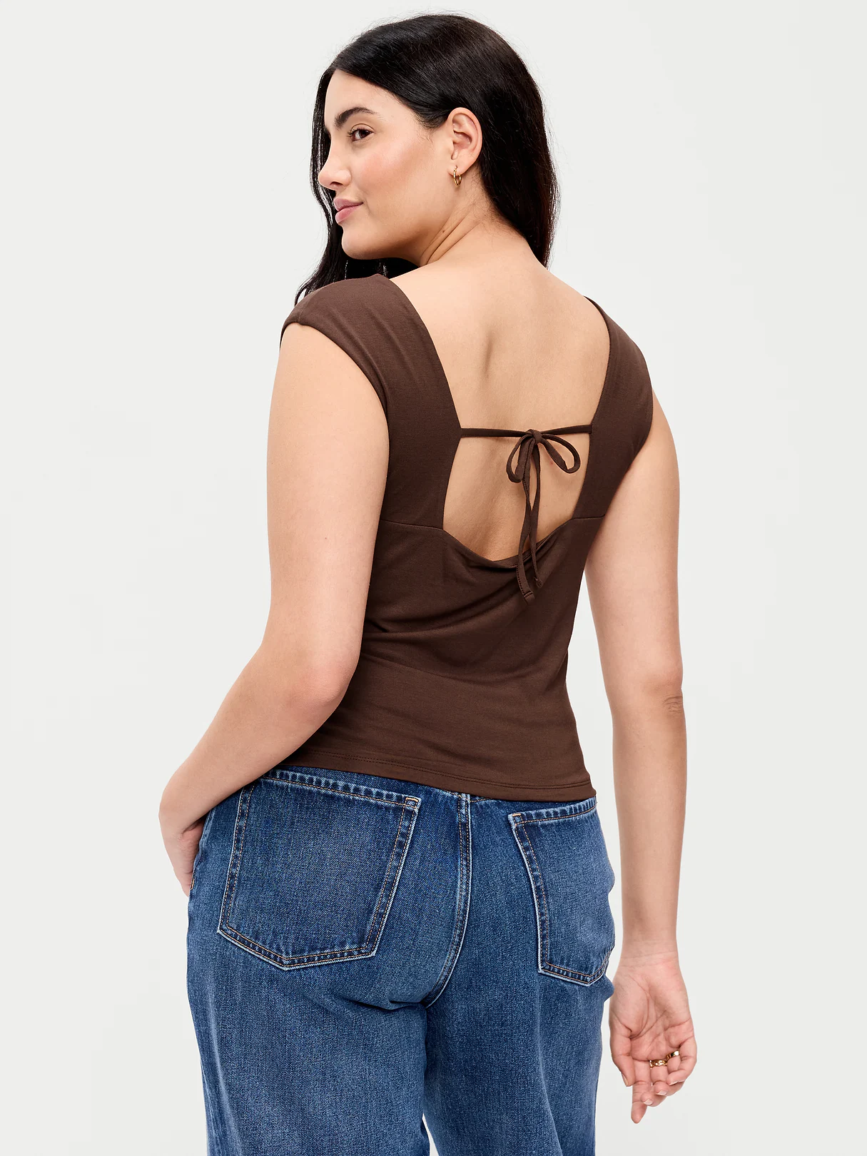 Cap-Sleeve Tie-Back Top - Peppercorn