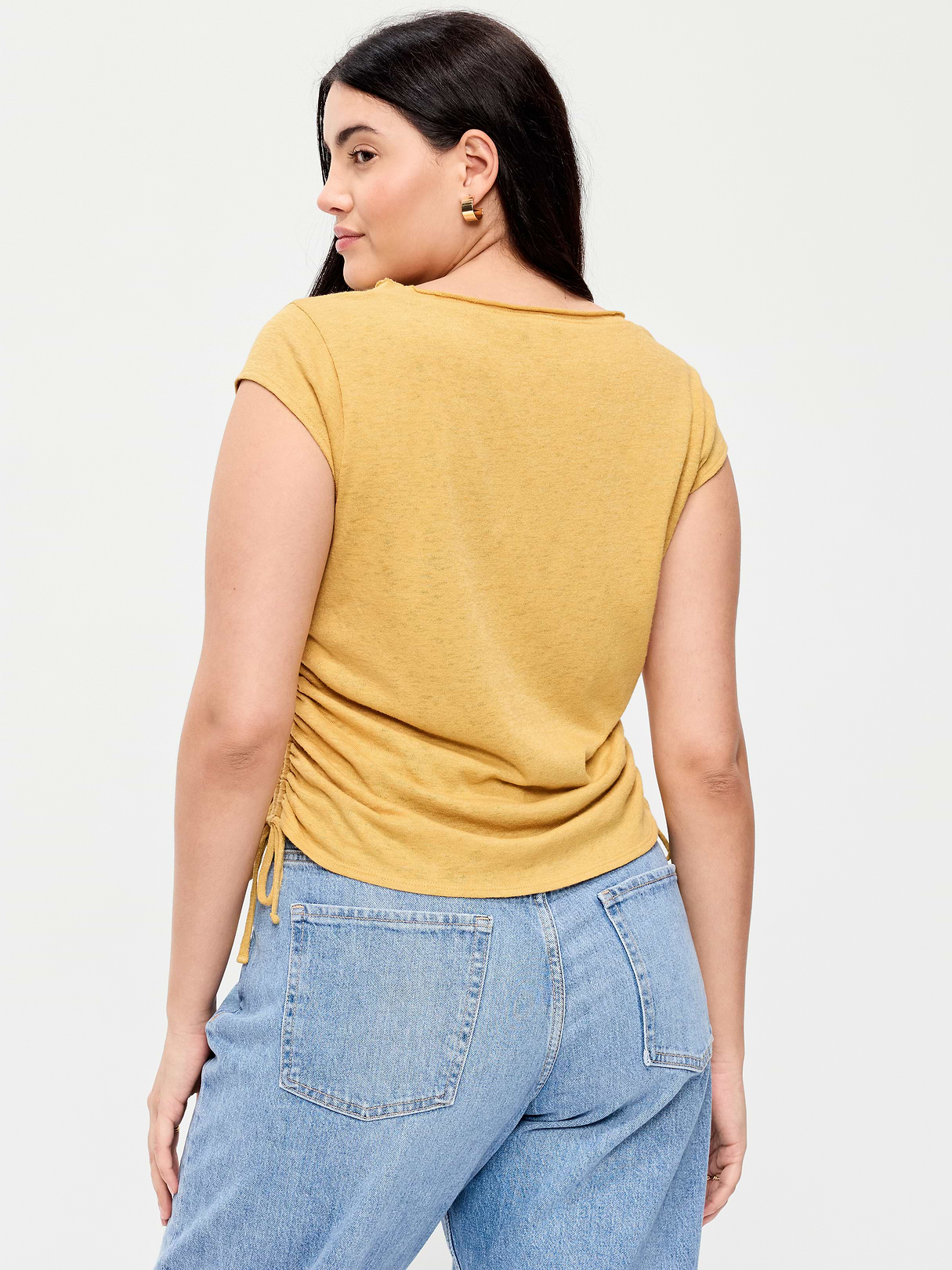 Cap-Sleeve Shirred Side Top - Sandstorm