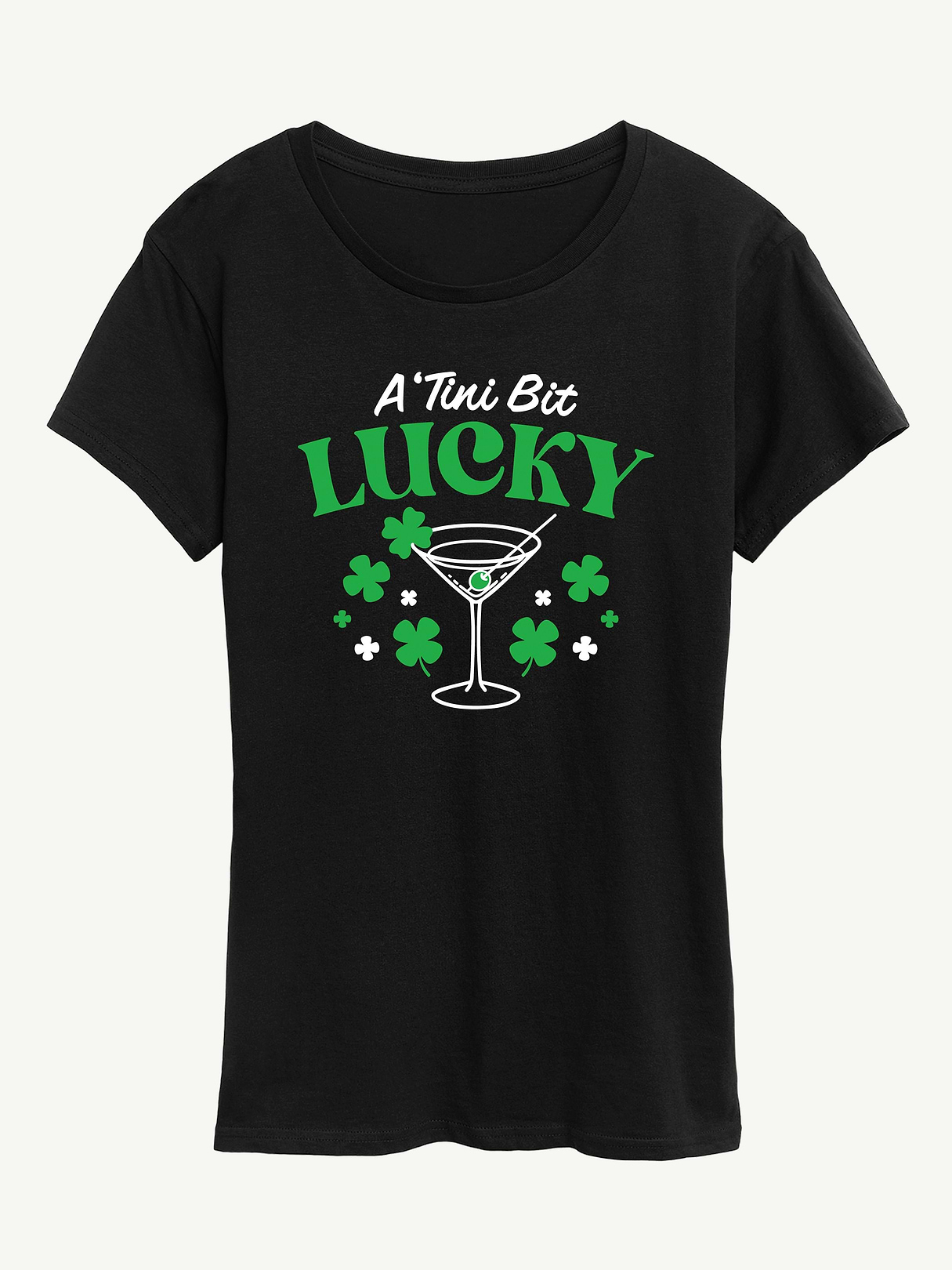 A Tini Bit Lucky Short Sleeve Classic Fit Graphic T-Shirt - Black
