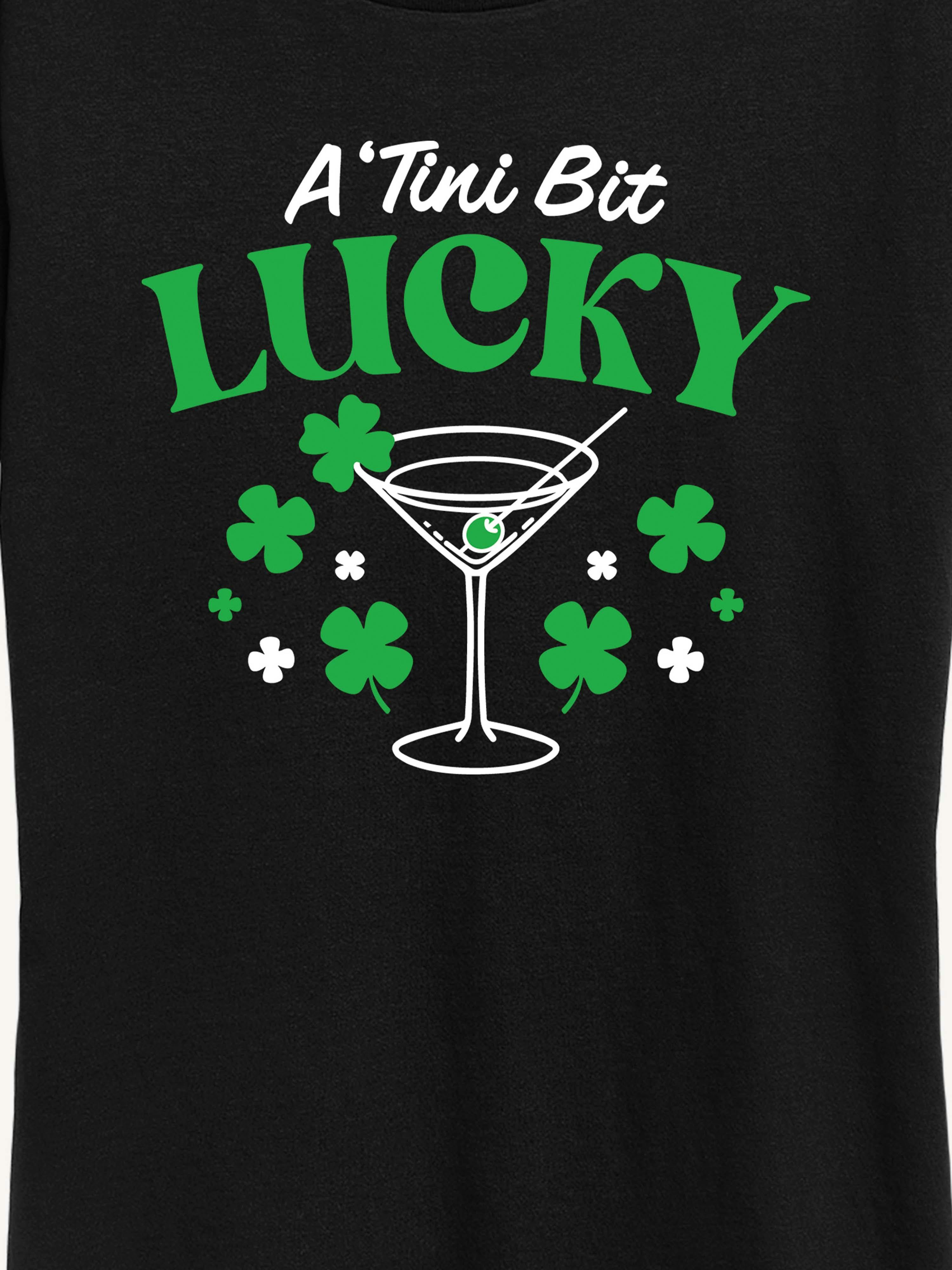 A Tini Bit Lucky Short Sleeve Classic Fit Graphic T-Shirt - Black