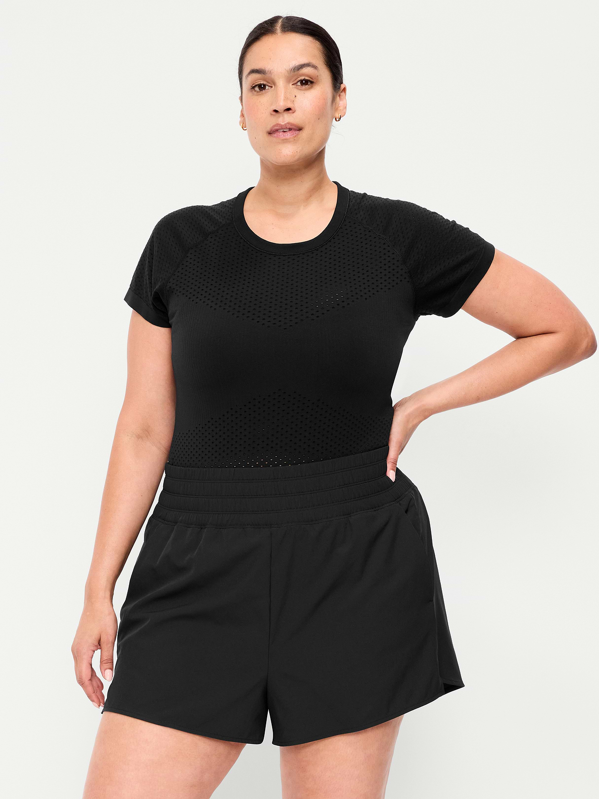 Seamless Textured Cropped T-Shirt - Black Jack