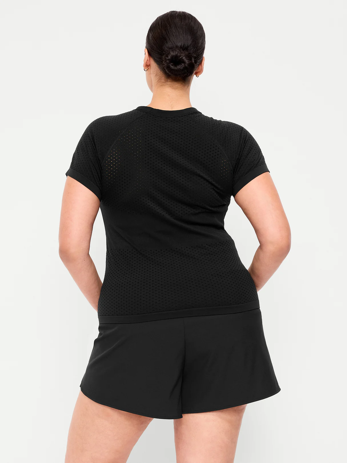 Seamless Textured Cropped T-Shirt - Black Jack