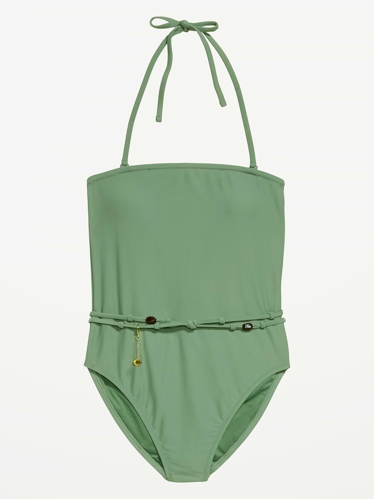 Strapless Belted One-Piece Swimsuit - Green Fern