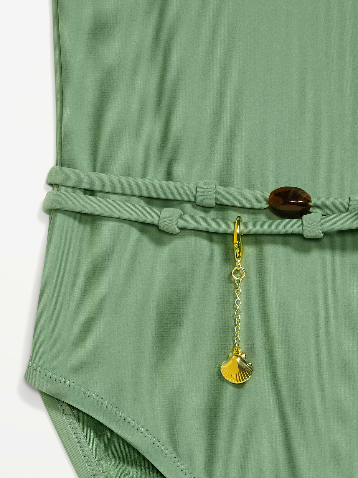 Strapless Belted One-Piece Swimsuit - Green Fern