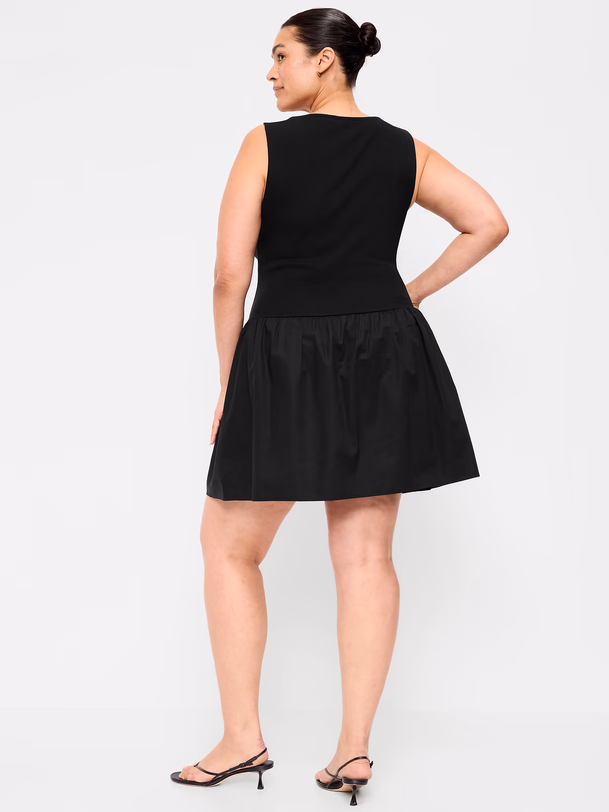 Mixed Media Drop-Waist Mini Dress - Black Jack