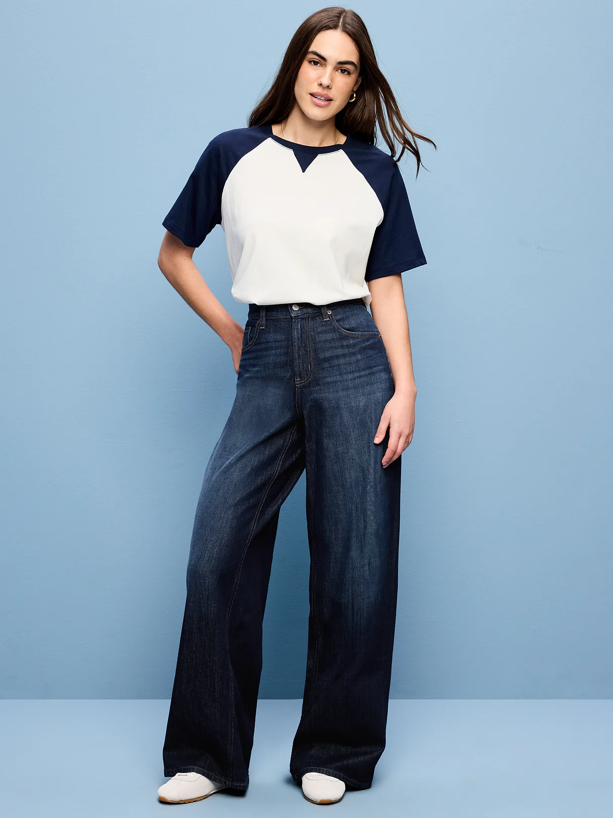 High-Waisted Baggy Wide-Leg Stretch Jeans - Aubrieta
