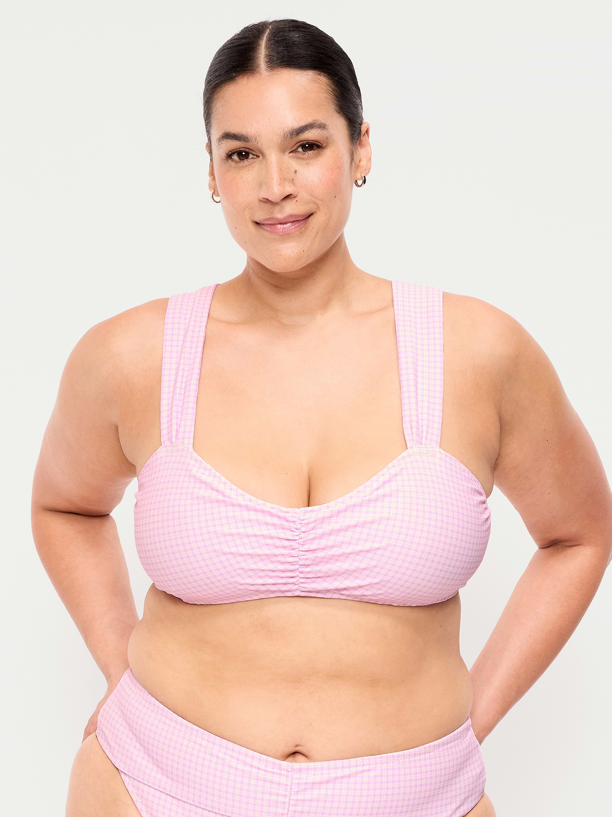 Cinched Swim Top - Purple Gingham