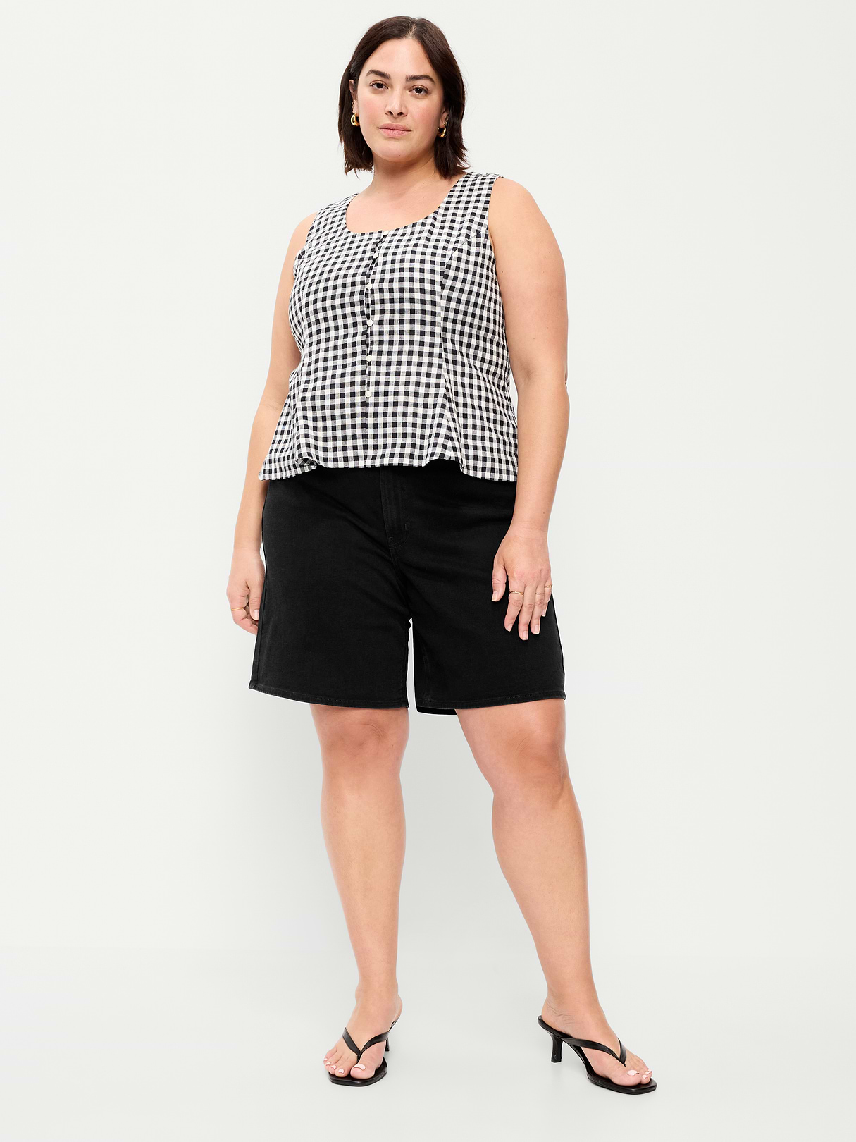 High-Waisted Wow Bermuda Jean Shorts -- 9-inch inseam - Black Jack