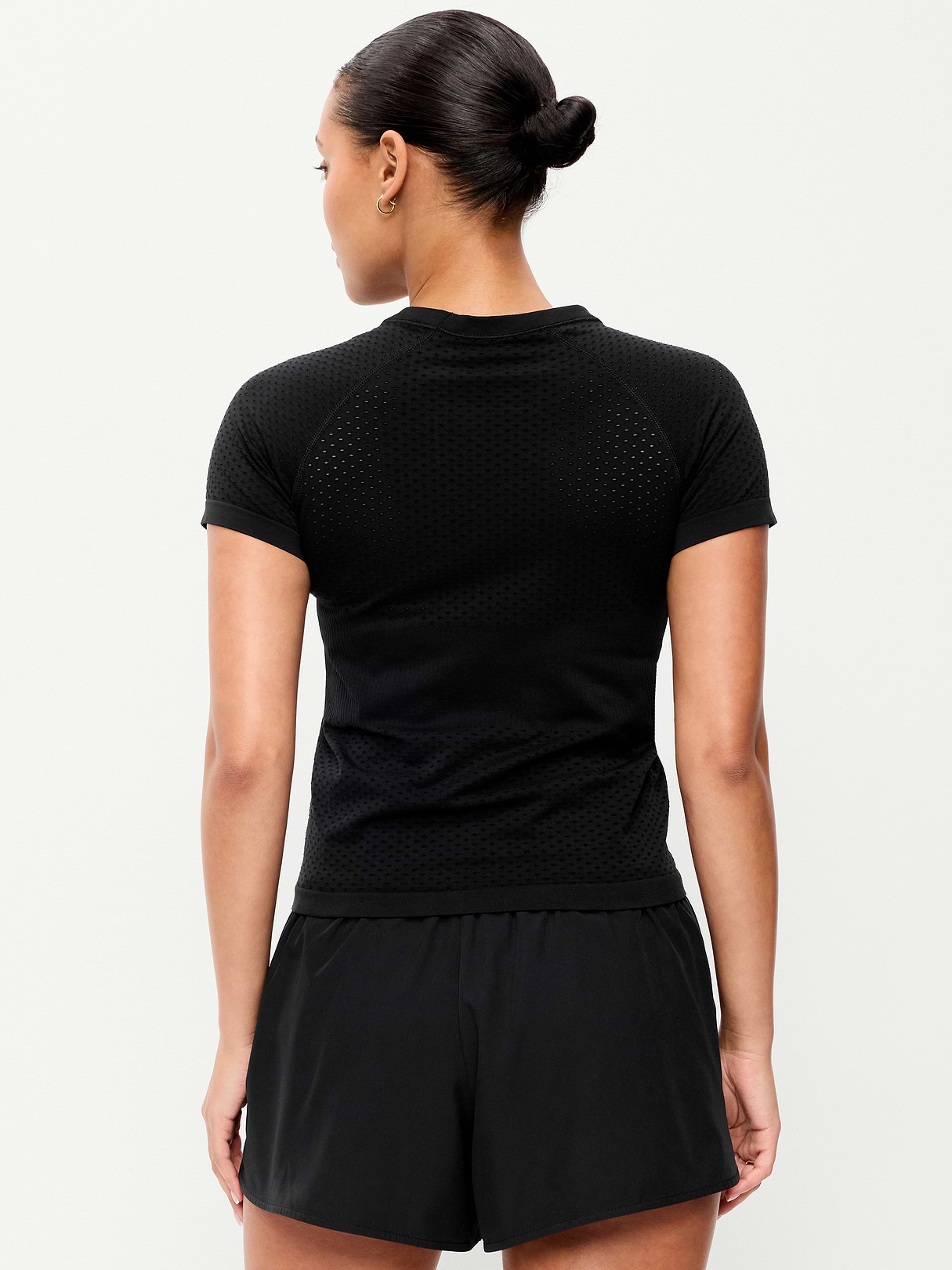Seamless Textured Cropped T-Shirt - Black Jack