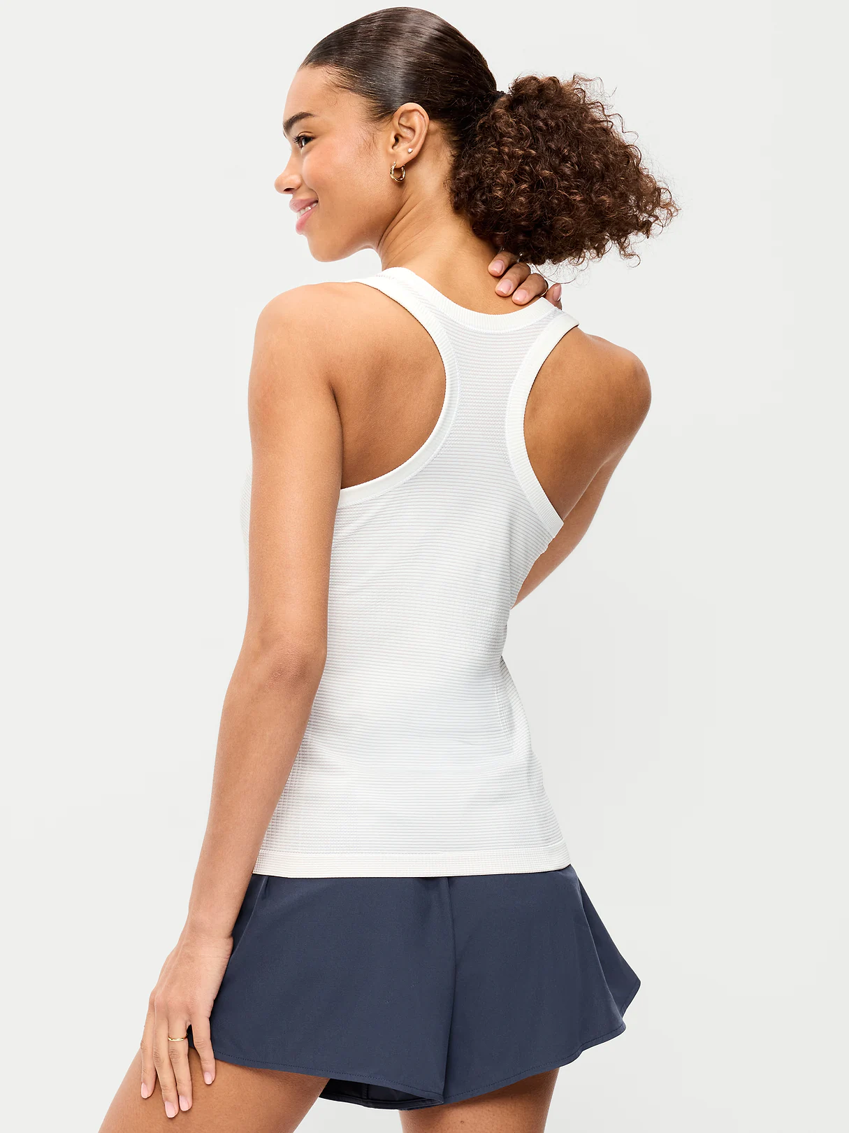 Fluid Seamless Fitted Tank Top - White Stripe