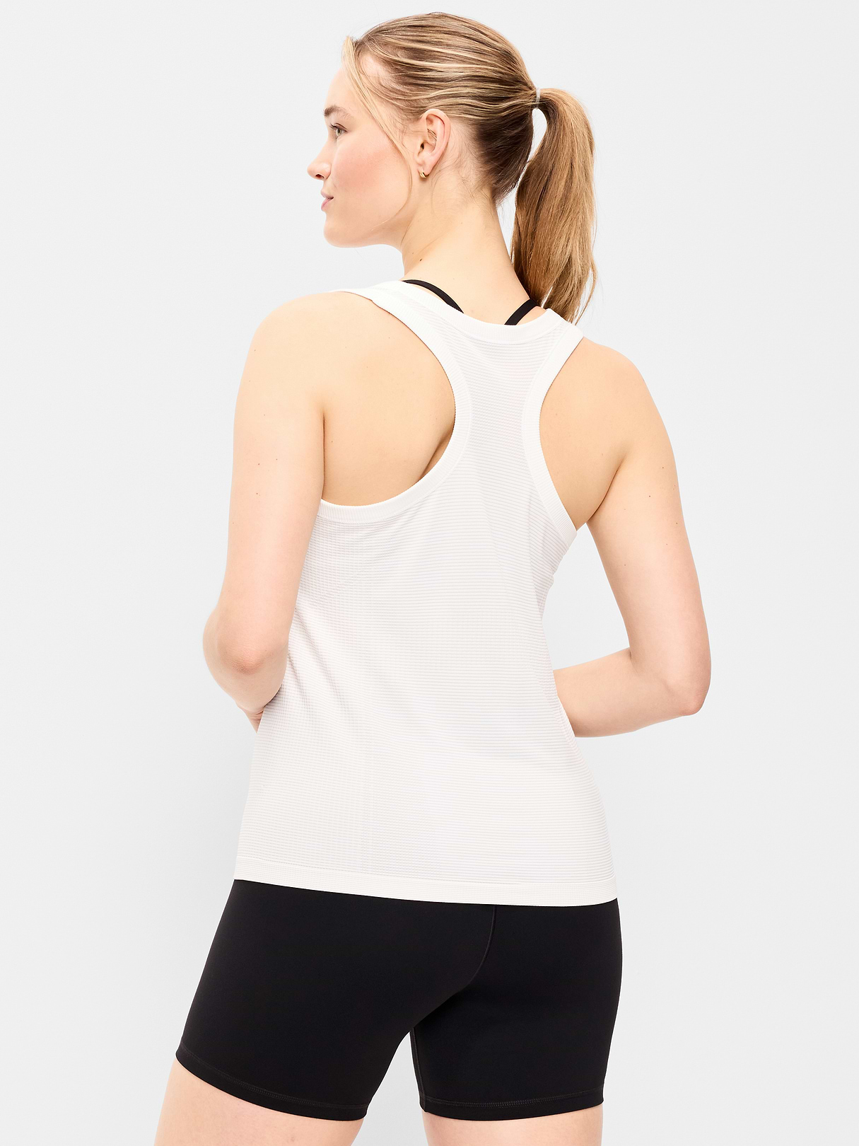 Fluid Seamless Fitted Tank Top - White Stripe