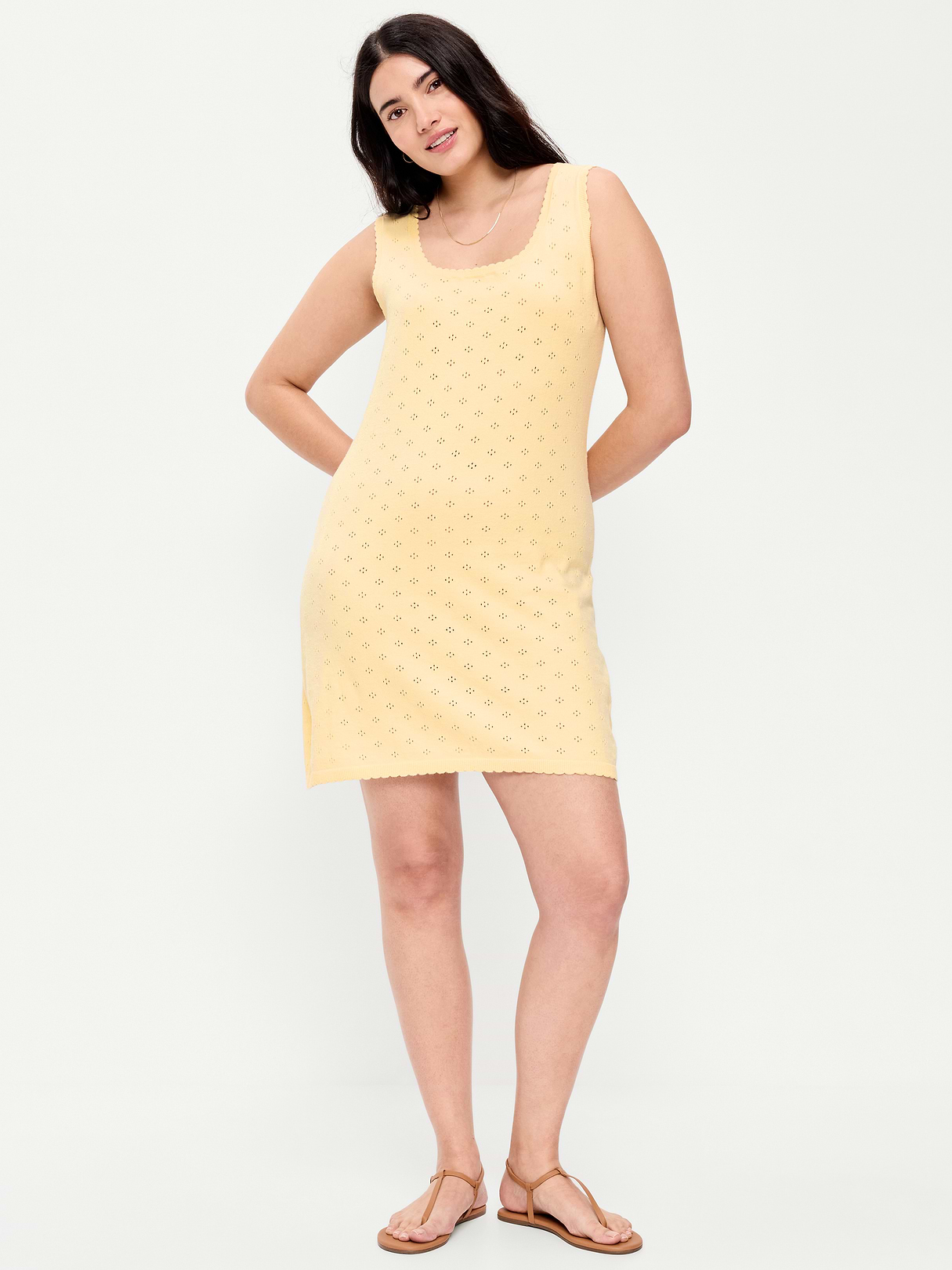 SoSoft Lite Pointelle Sweater Dress - Cool Almond