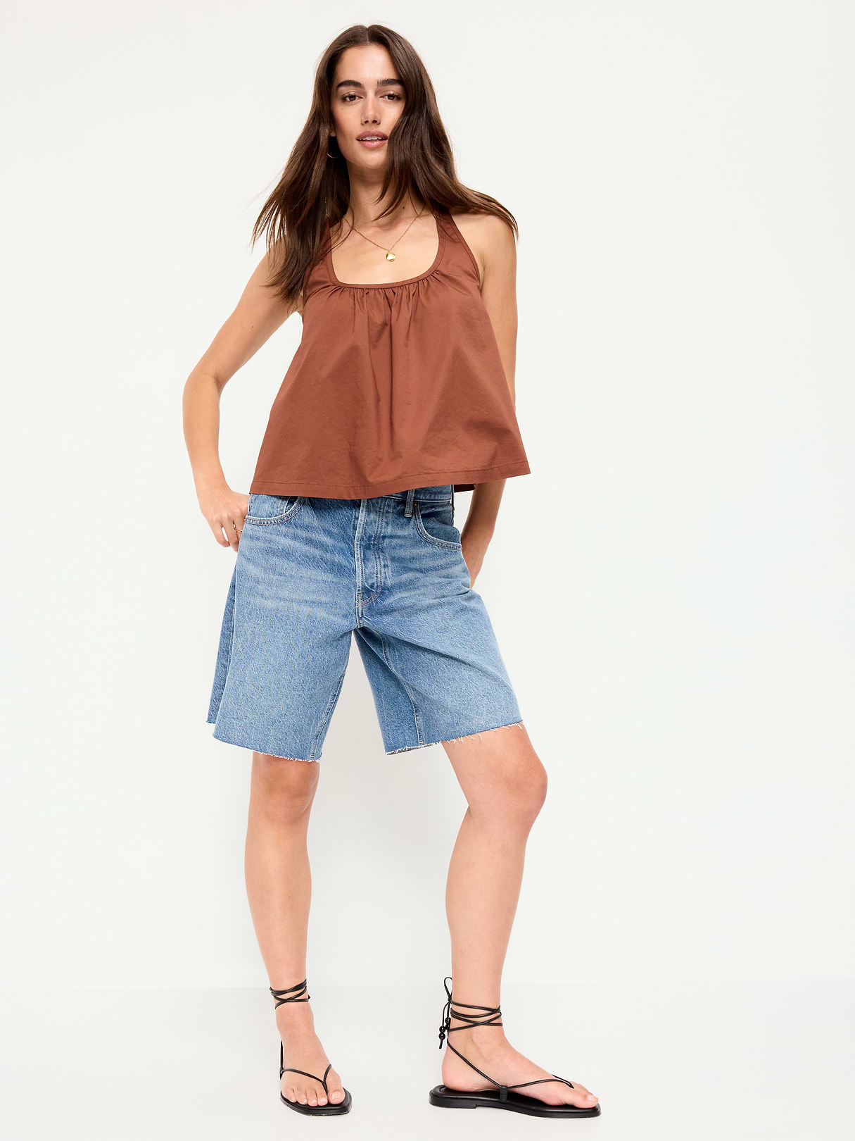 Mid-Rise Baggy Jean Cut-Off Shorts -- 9-inch inseam - Vivien