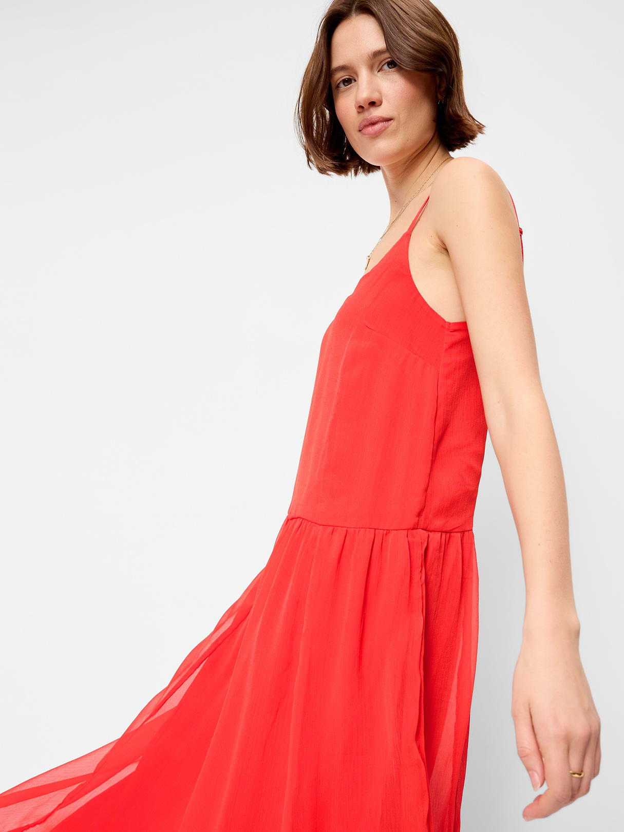 Chiffon Drop-Waist Maxi Dress - Moonfish Orange