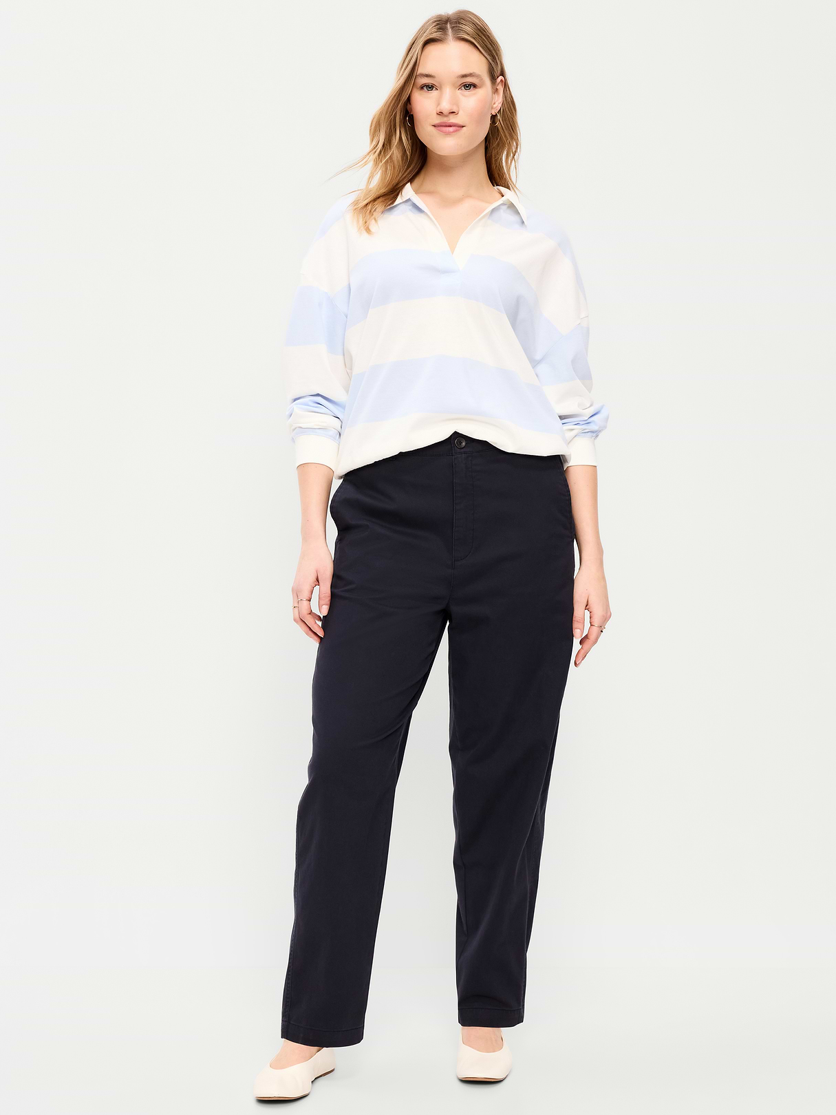 High-Waisted OGC Chino Tapered Straight Pants - Navy Captain