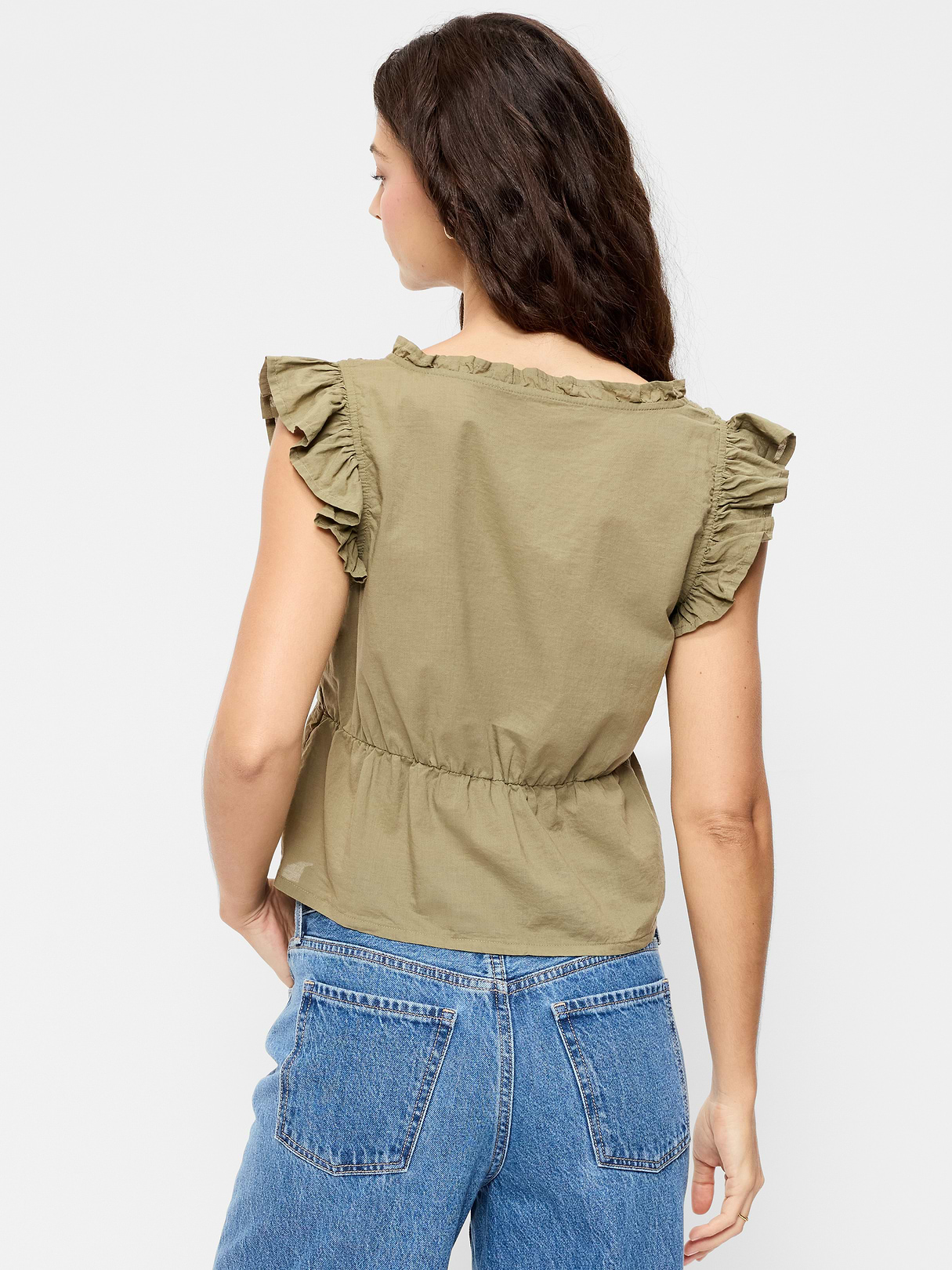 Flutter-Sleeve Embroidered Top - Bare Ground