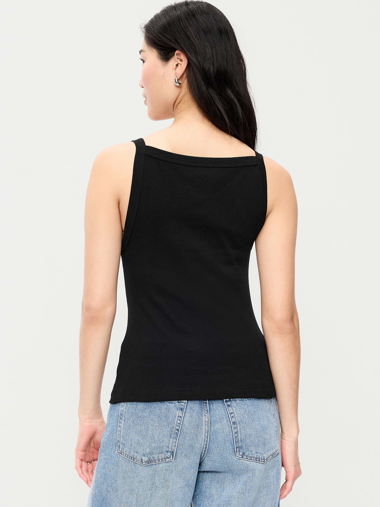 Snug Apron-Neck Tank Top - Light Black Heather