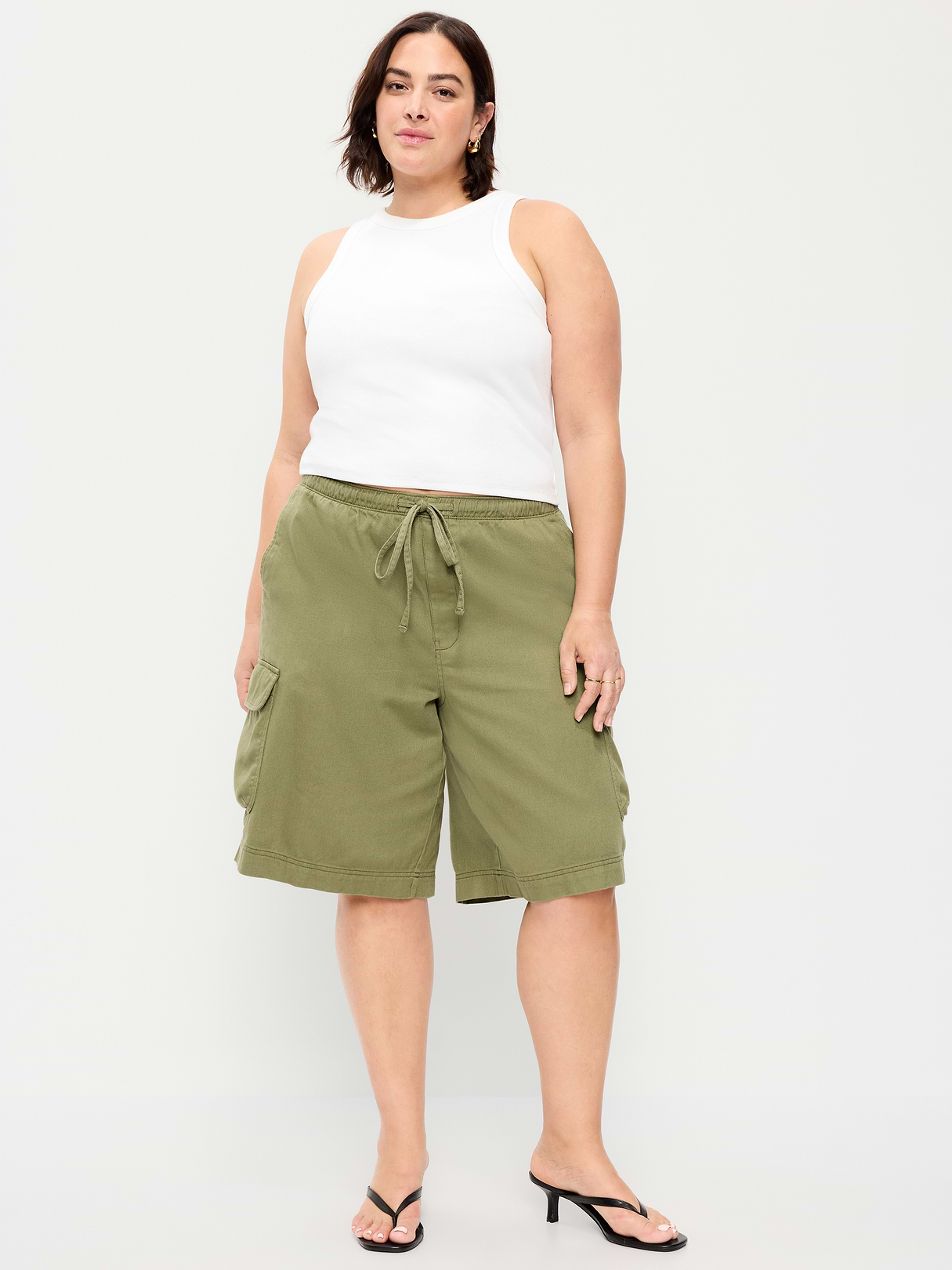 Mid-Rise Bermuda Cargo Shorts - Dried Grasses