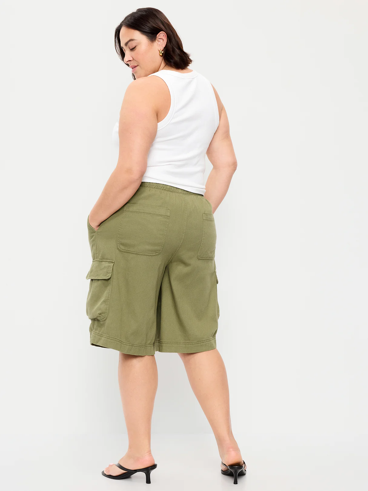 Mid-Rise Bermuda Cargo Shorts - Dried Grasses