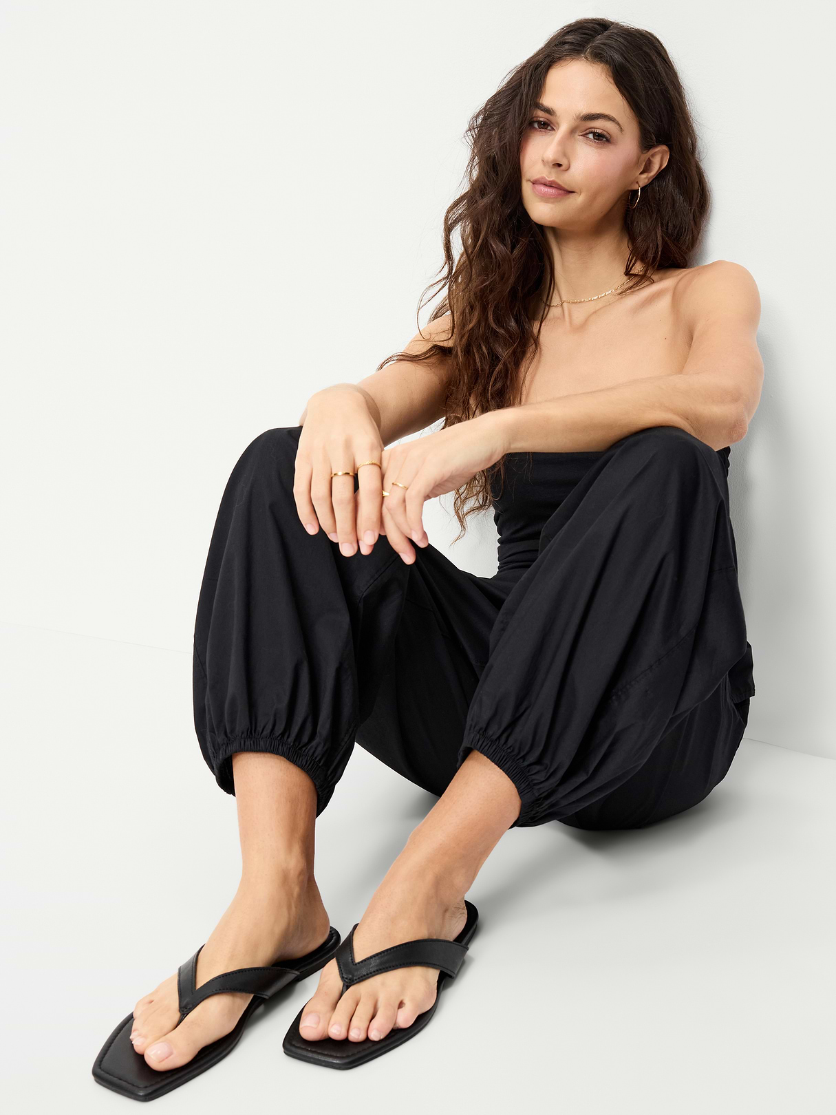 Square-Toe Flip-Flops for Women - Black Jack