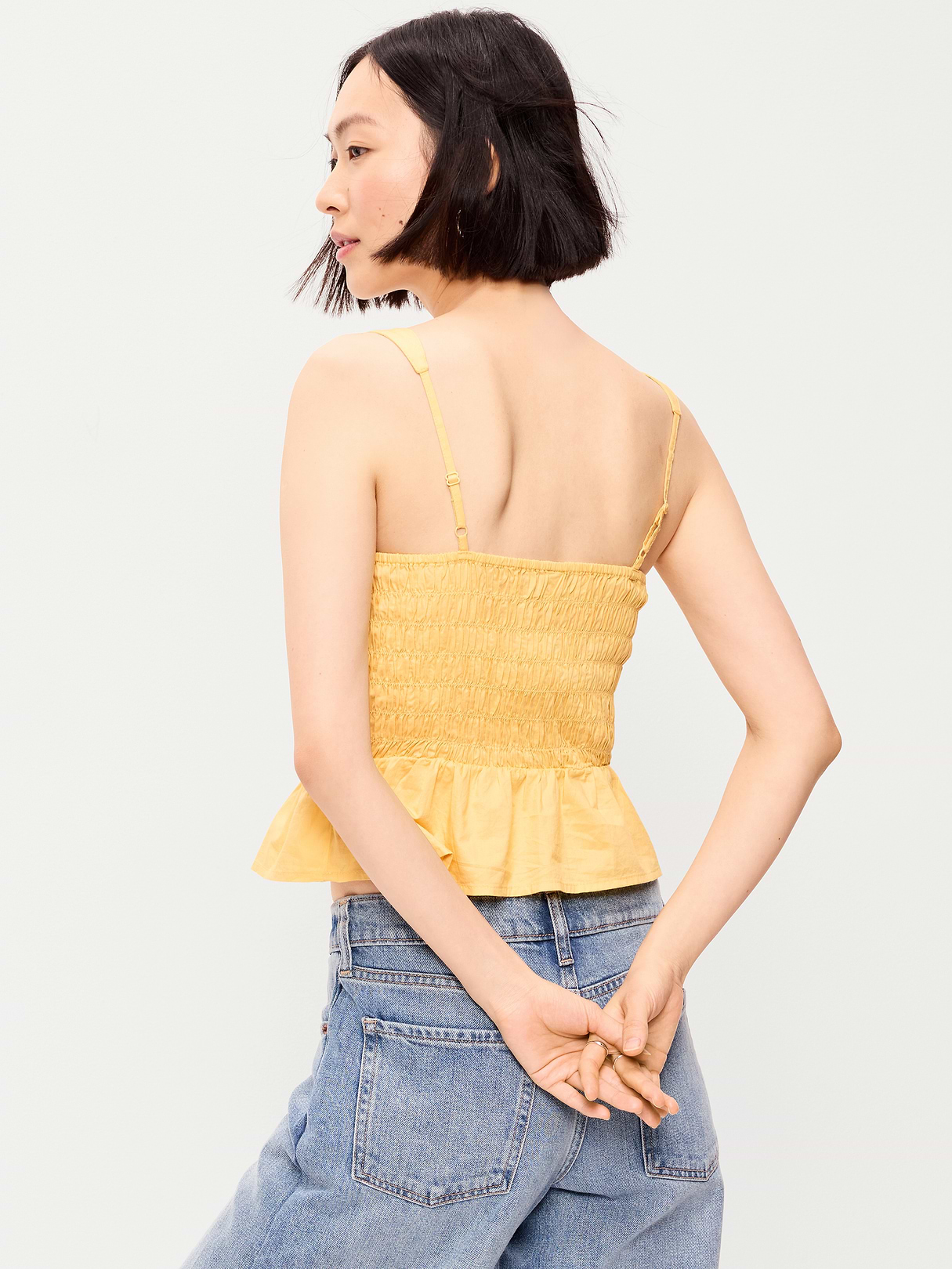 Smocked Peplum Tank Top - Sunbeam