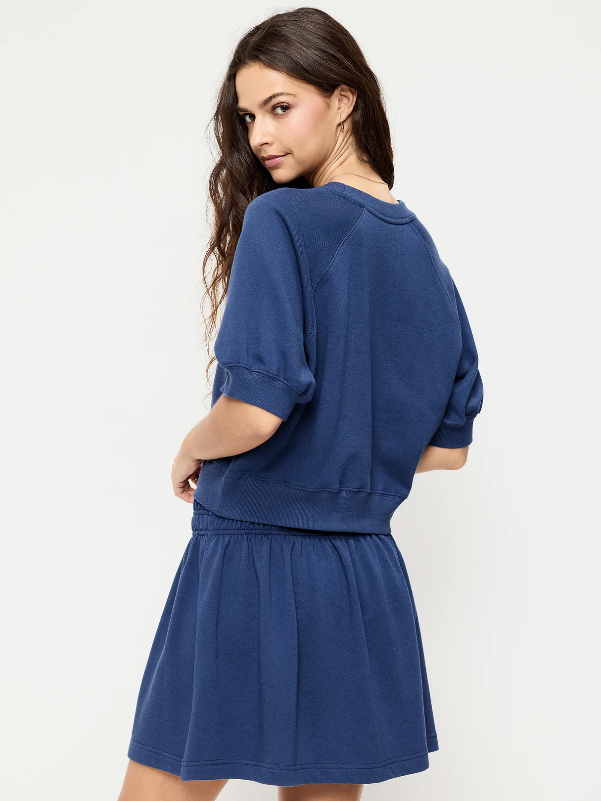 Short-Sleeve Cropped Raglan Sweatshirt - Pacific Blue