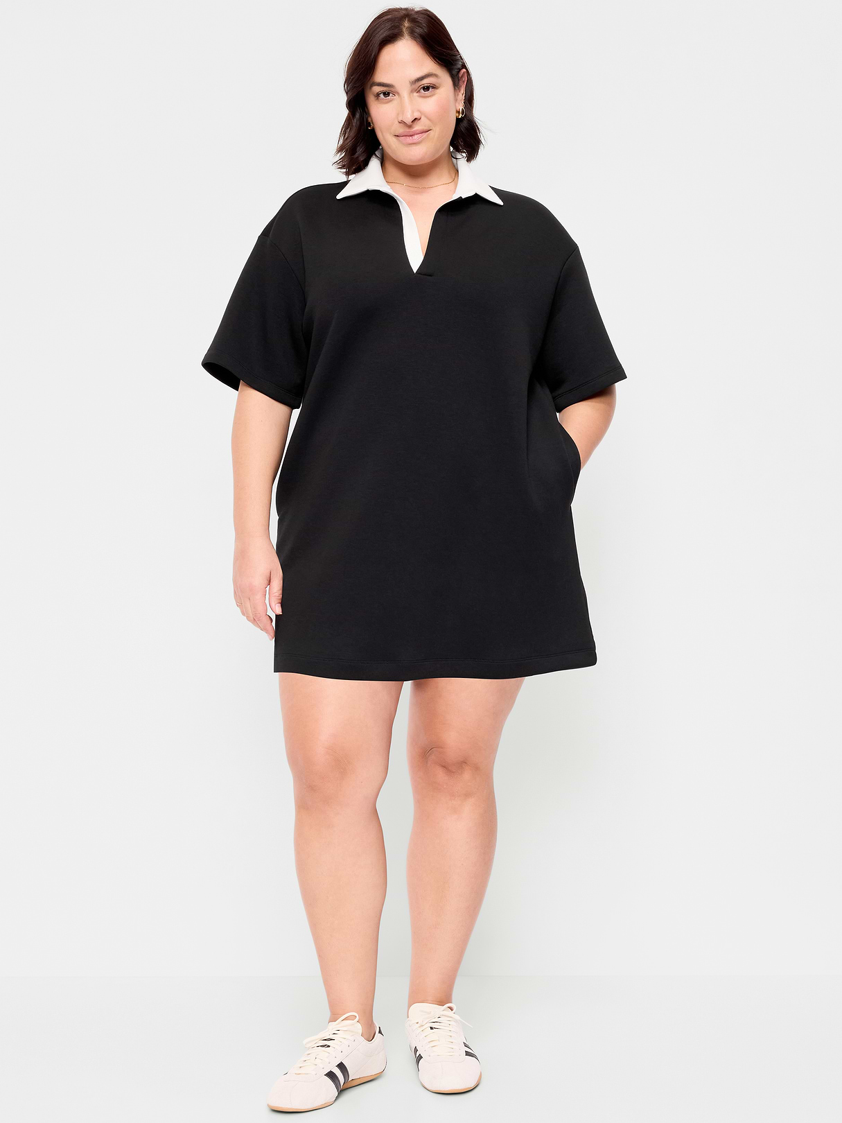 Bounce Fleece Short-Sleeve Polo Dress - Black Jack