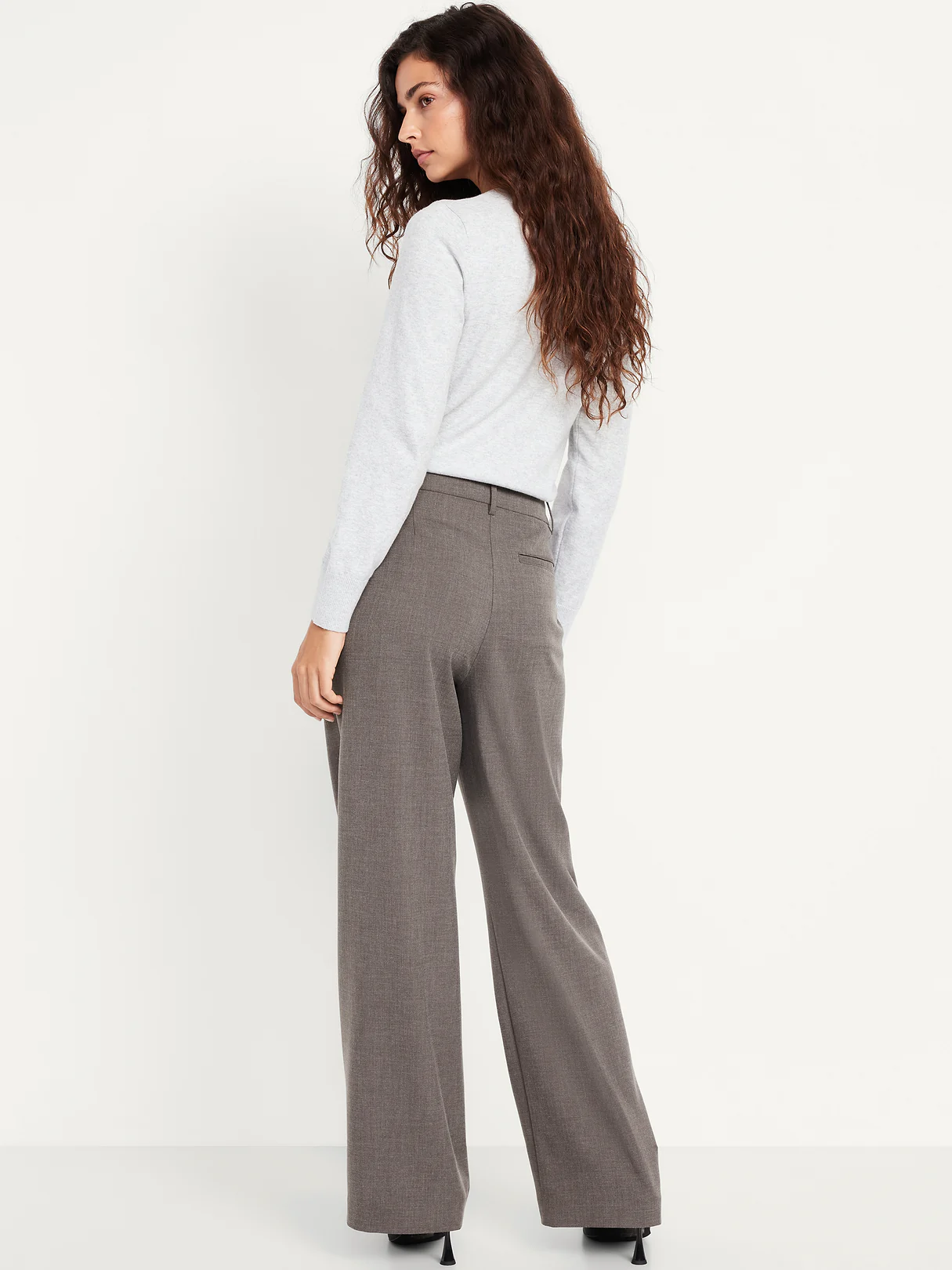 Extra High-Waisted Taylor Wide-Leg Trouser Pants - Dark Gray