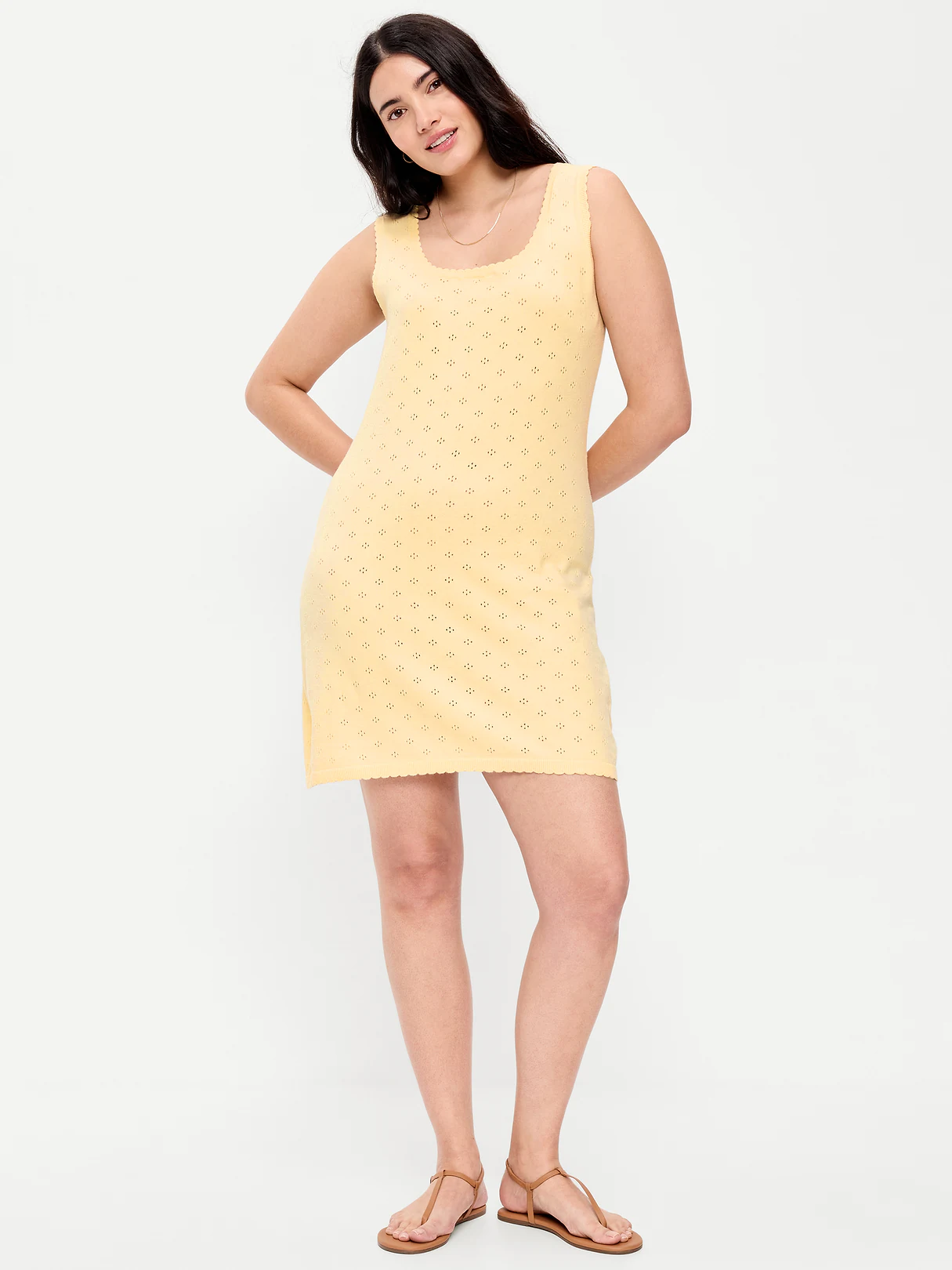 SoSoft Lite Pointelle Sweater Dress - Cool Almond