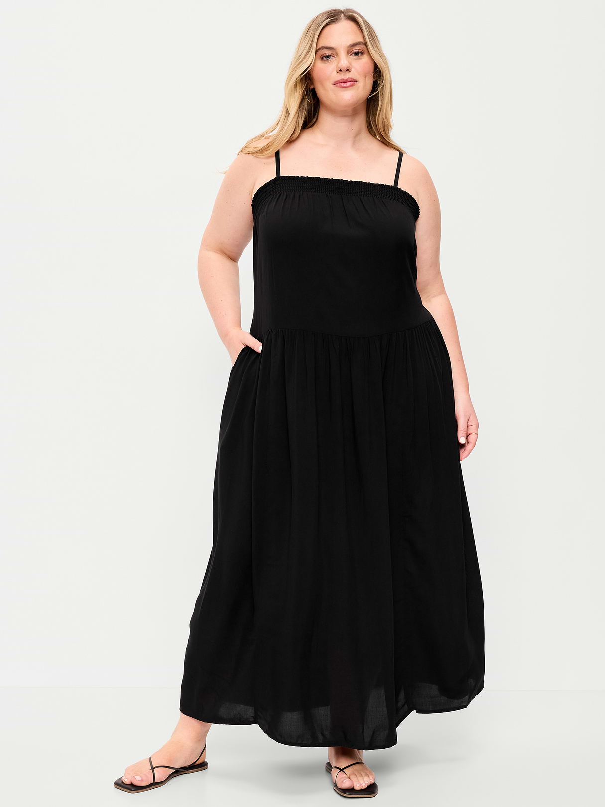 Airy Smocked Maxi Dress - Black Jack