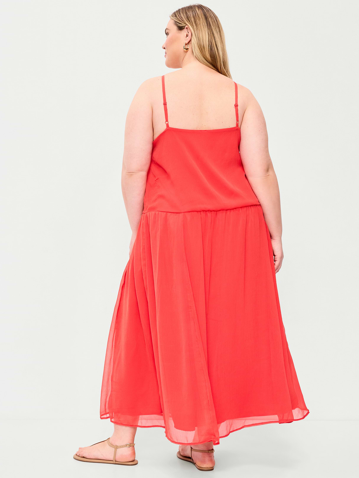 Chiffon Drop-Waist Maxi Dress - Moonfish Orange